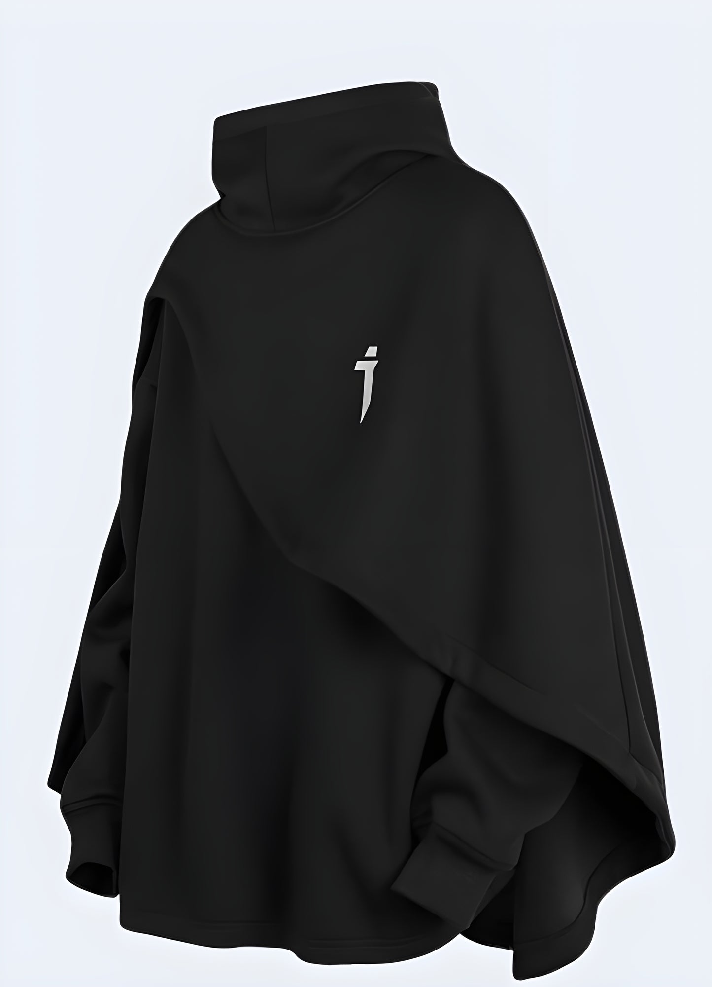 Side view of a cloak hoodie, showcasing its sleek design and practicality, available in Canada.