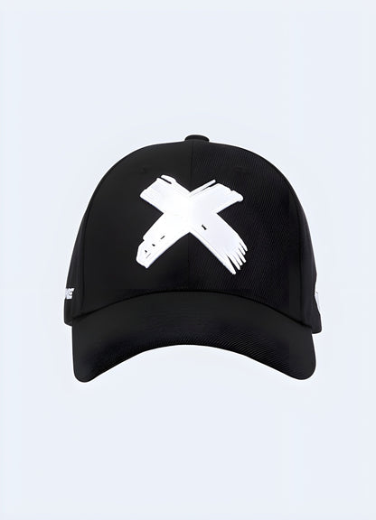 Sleek baseball cap with bold cross logo patch, perfect for casual style Canada.