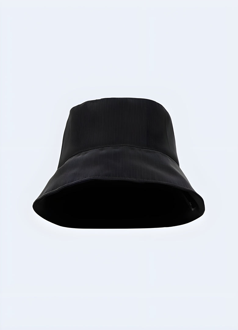 This black cyberpunk bucket hat fuses futuristic style with everyday comfort—an essential accessory for bold streetwear looks.