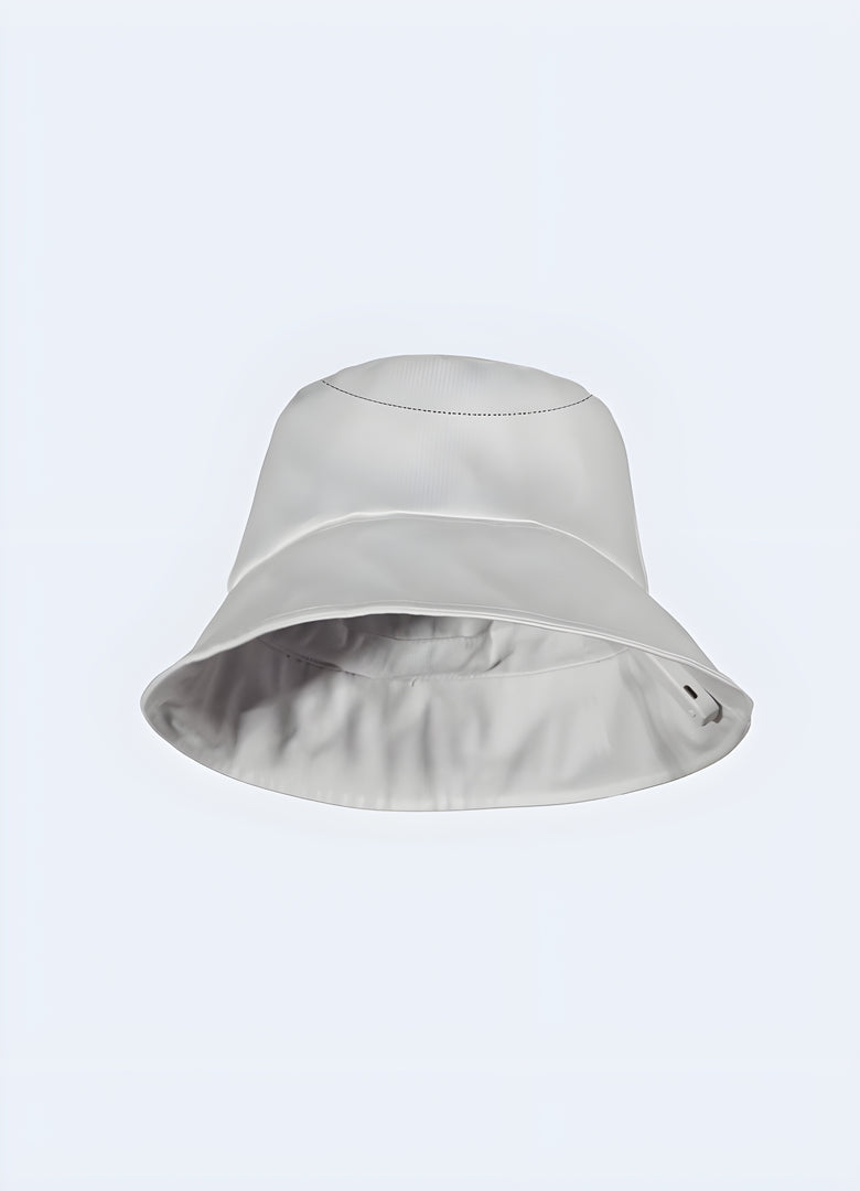 This grey cyberpunk bucket hat blends minimalist design with edgy techwear vibes—perfect for a standout urban look.