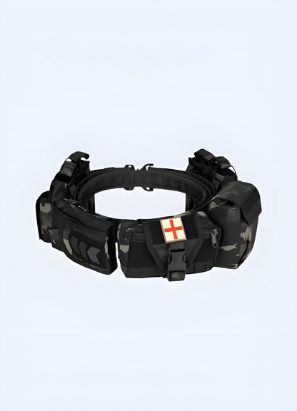 Futuristic view of a cyberpunk-style belt, showcasing a sleek and modern design inspired by Canadian urban fashion.