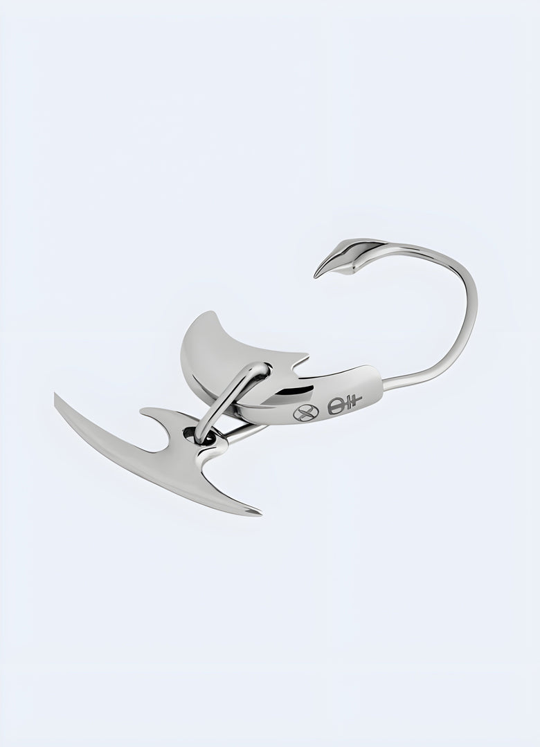 Futuristic cyberpunk style for pierced ears. Statement drop earrings surgical steel Canada.