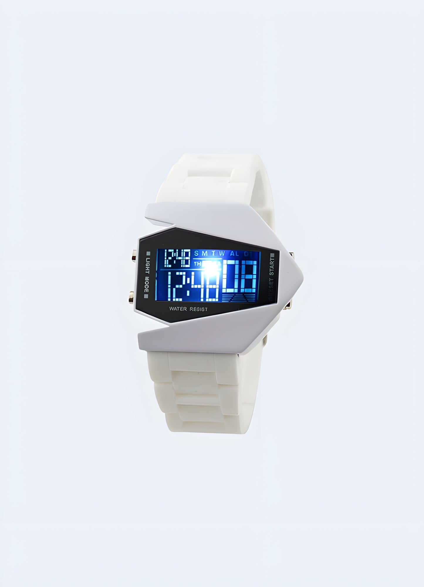 Cyberpunk watch in white, showcasing the stylish and modern design, front view in the Canada.