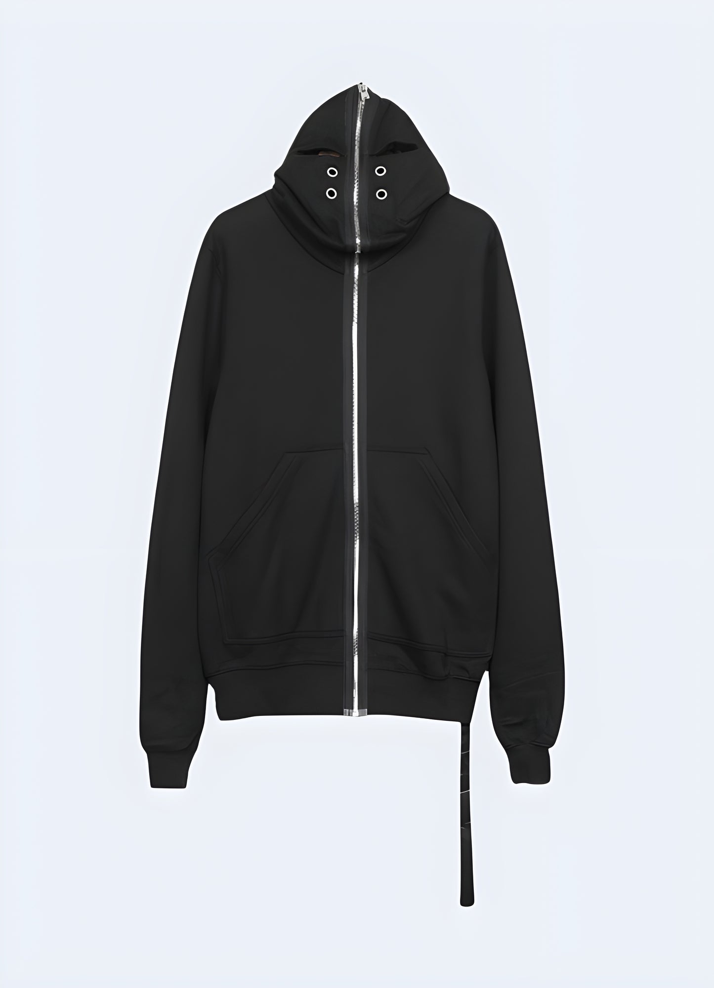 Front view of darkwear cut-out eye full-zip hoodies in Canada, highlighting their bold style and urban appeal.