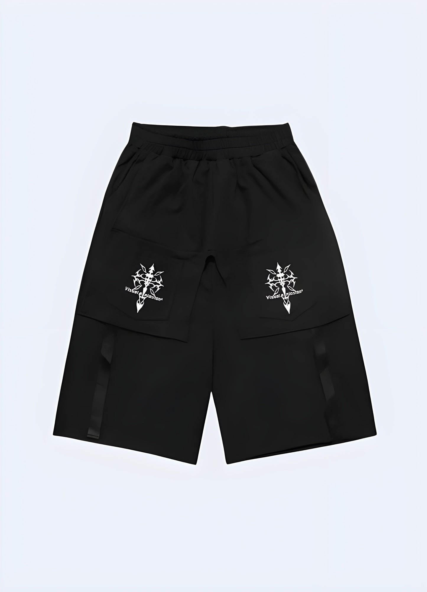 Trendy darkwear shorts for man, embracing the edgy and alternative fashion scene in the Canada.