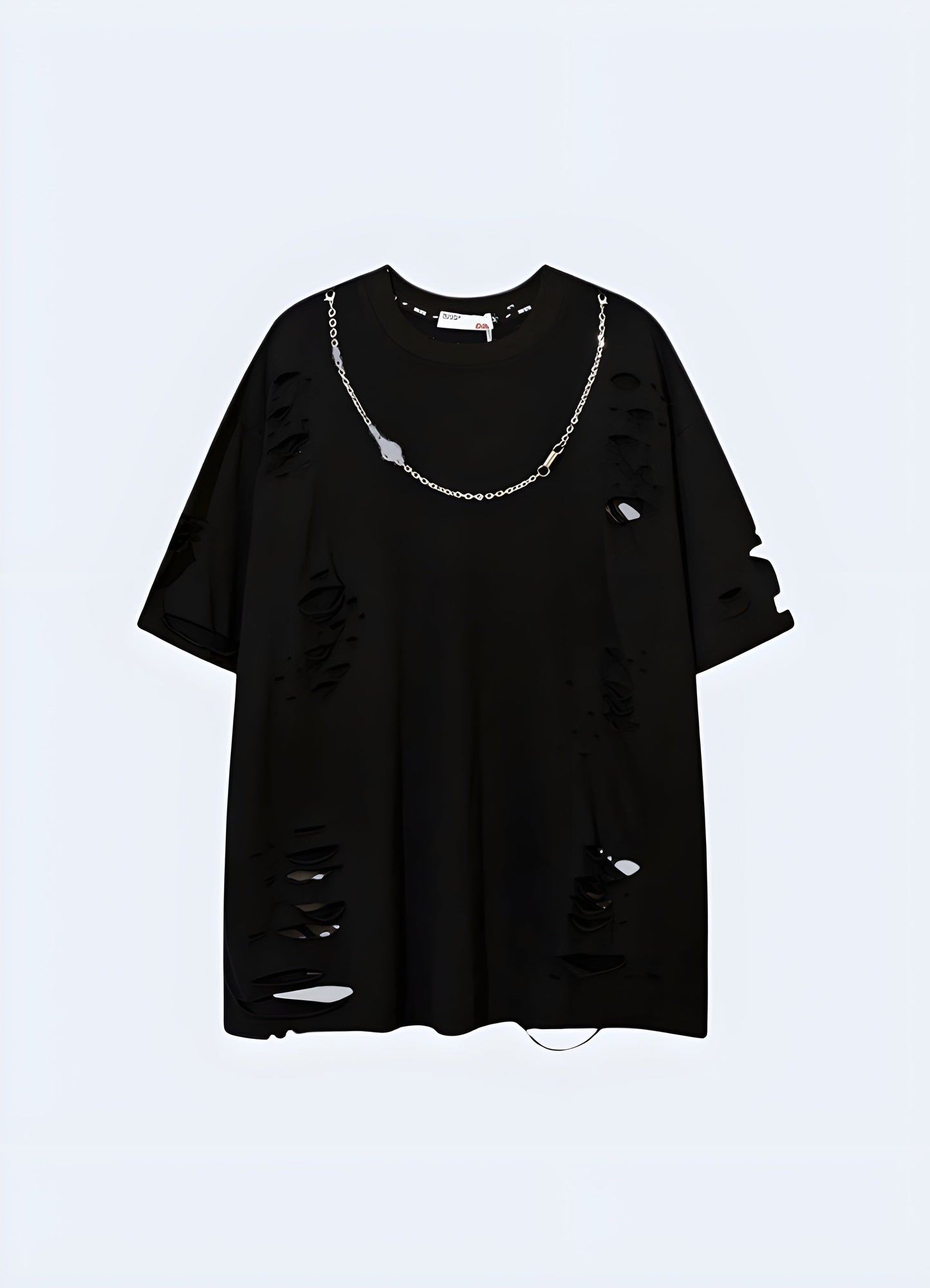 Edgy black shirt adorned with stylish chains, perfect for those seeking a bold and rebellious look in the canada.