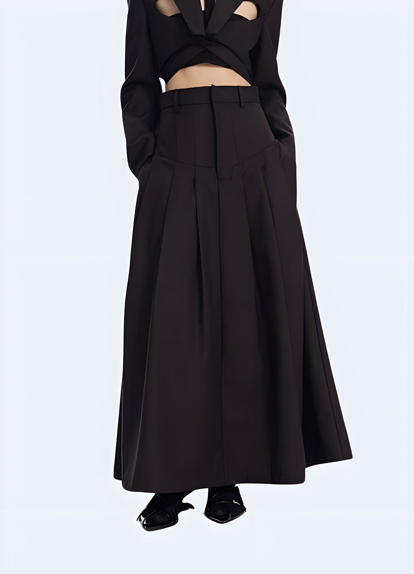 Elegant techwear skirt merging sophisticated style with advanced technical materials, perfect for fashion-forward individuals seeking a polished and modern look Canada.