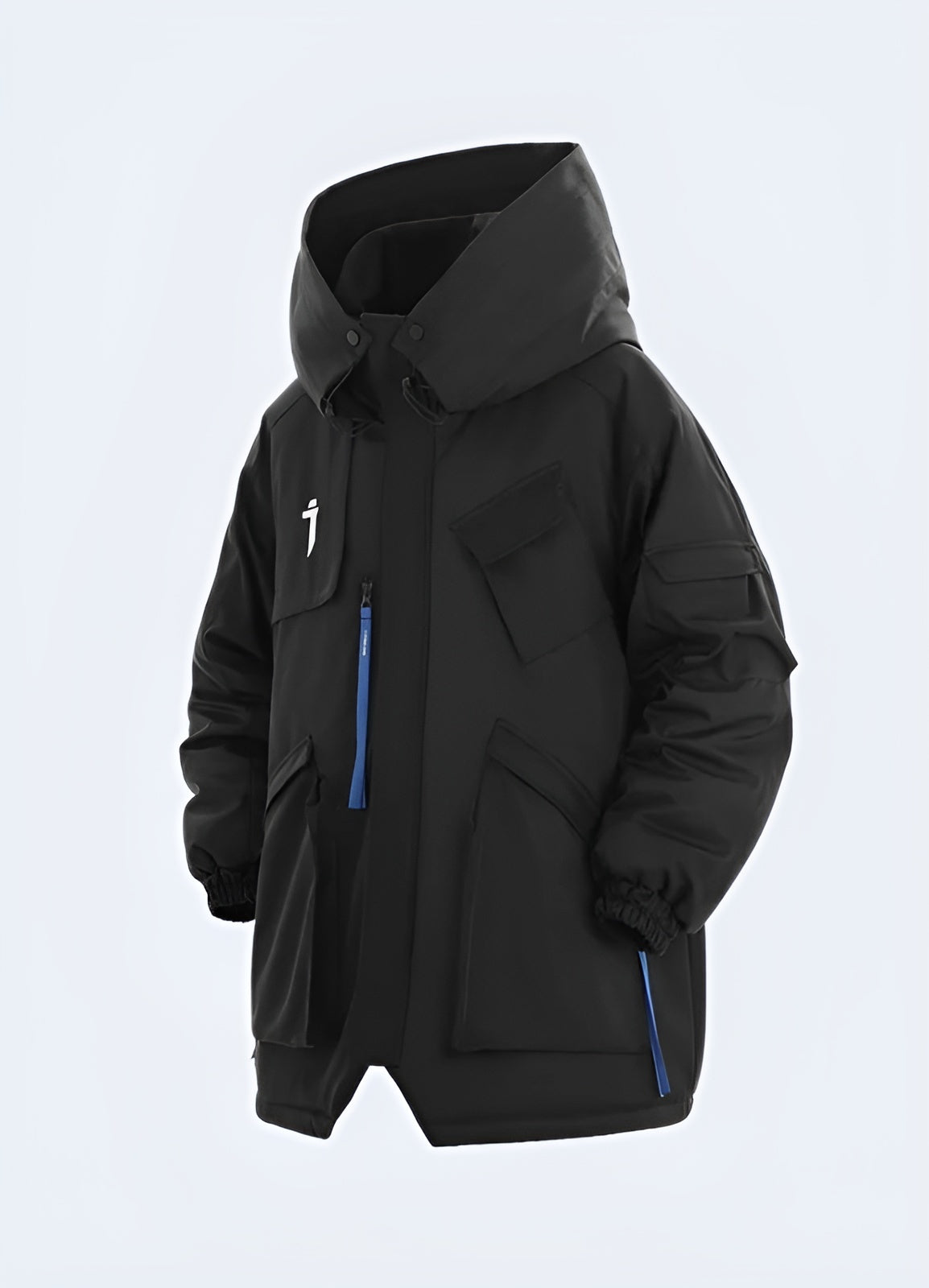 Back view of an Enshadower jacket highlighting its multiple zippered utility pockets, sleek silhouette, and durable construction, ideal for securely storing essentials while navigating Canada's urban landscapes in style and comfort.