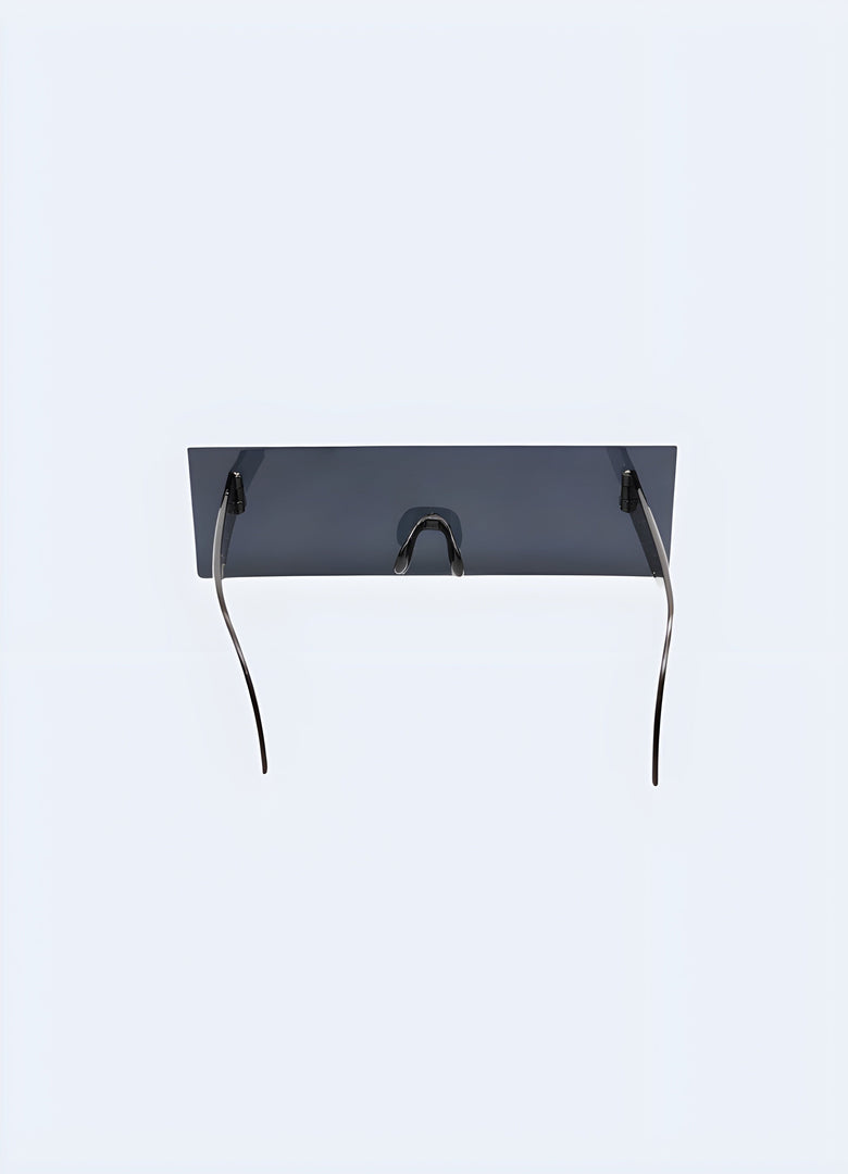 Matte gunmetal frame flat techwear glasses Canada.