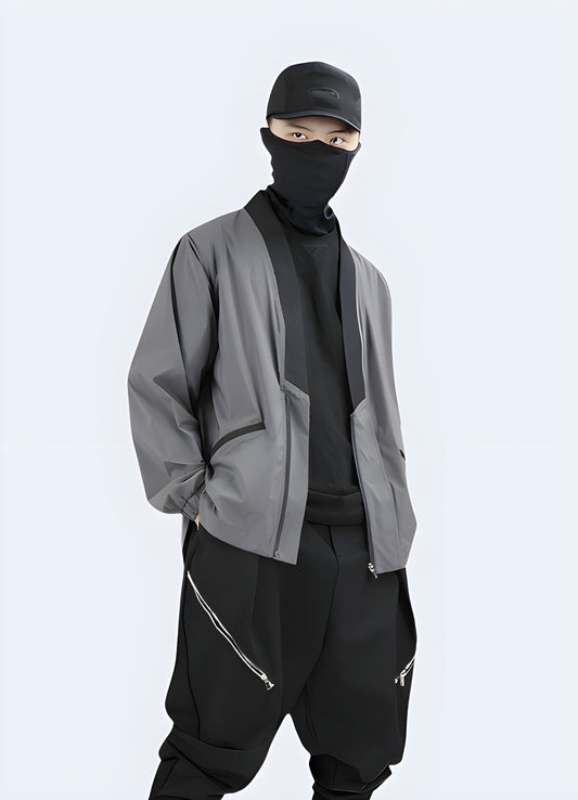 Cutting-edge futuristic noragi, featuring innovative designs and high-tech materials that revolutionize traditional Japanese workwear for the modern, fashion-forward individual seeking a unique and avant-garde style Canada.