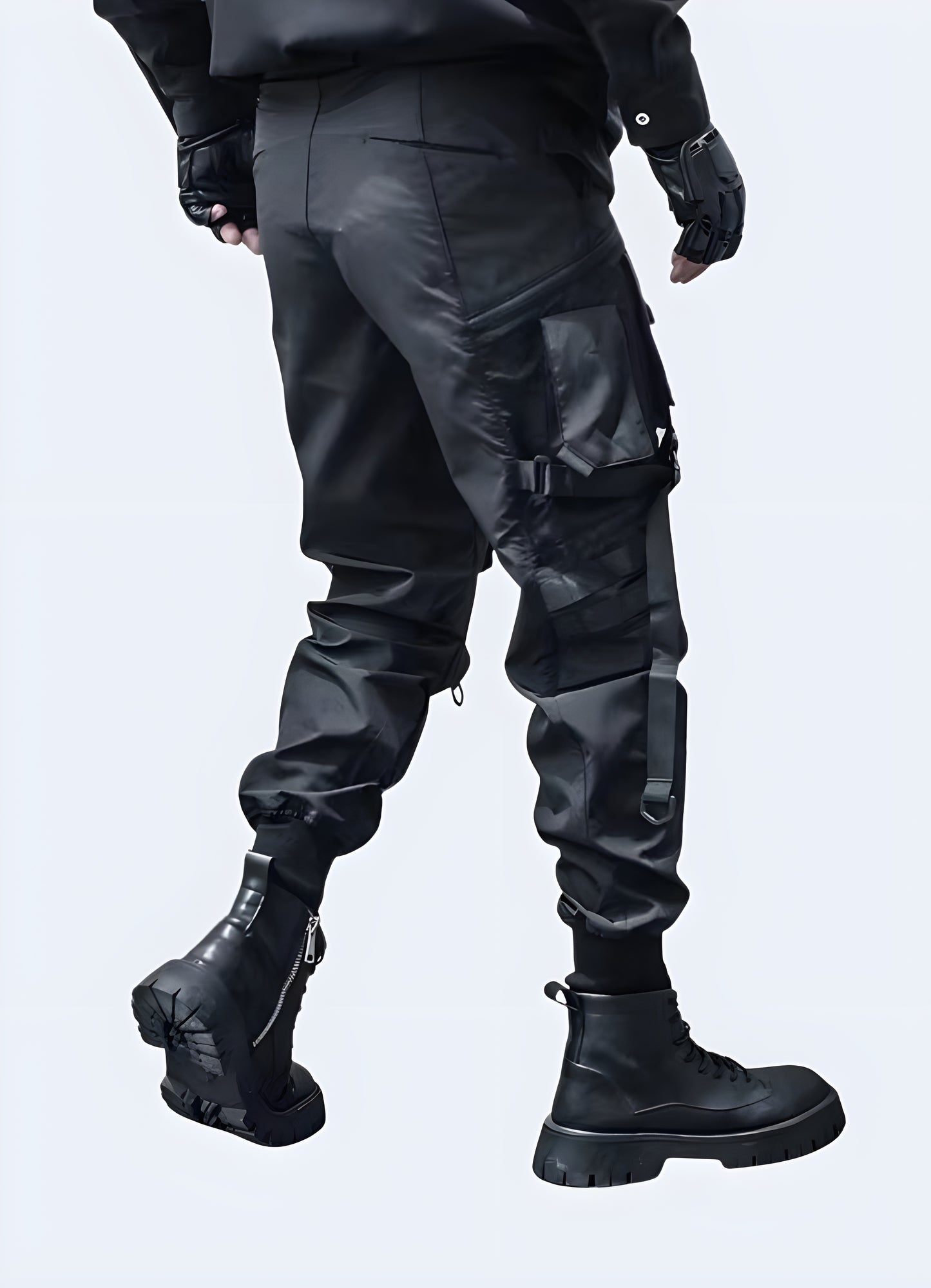 Futuristic pants, back view, sleek and modern design, available in Canada