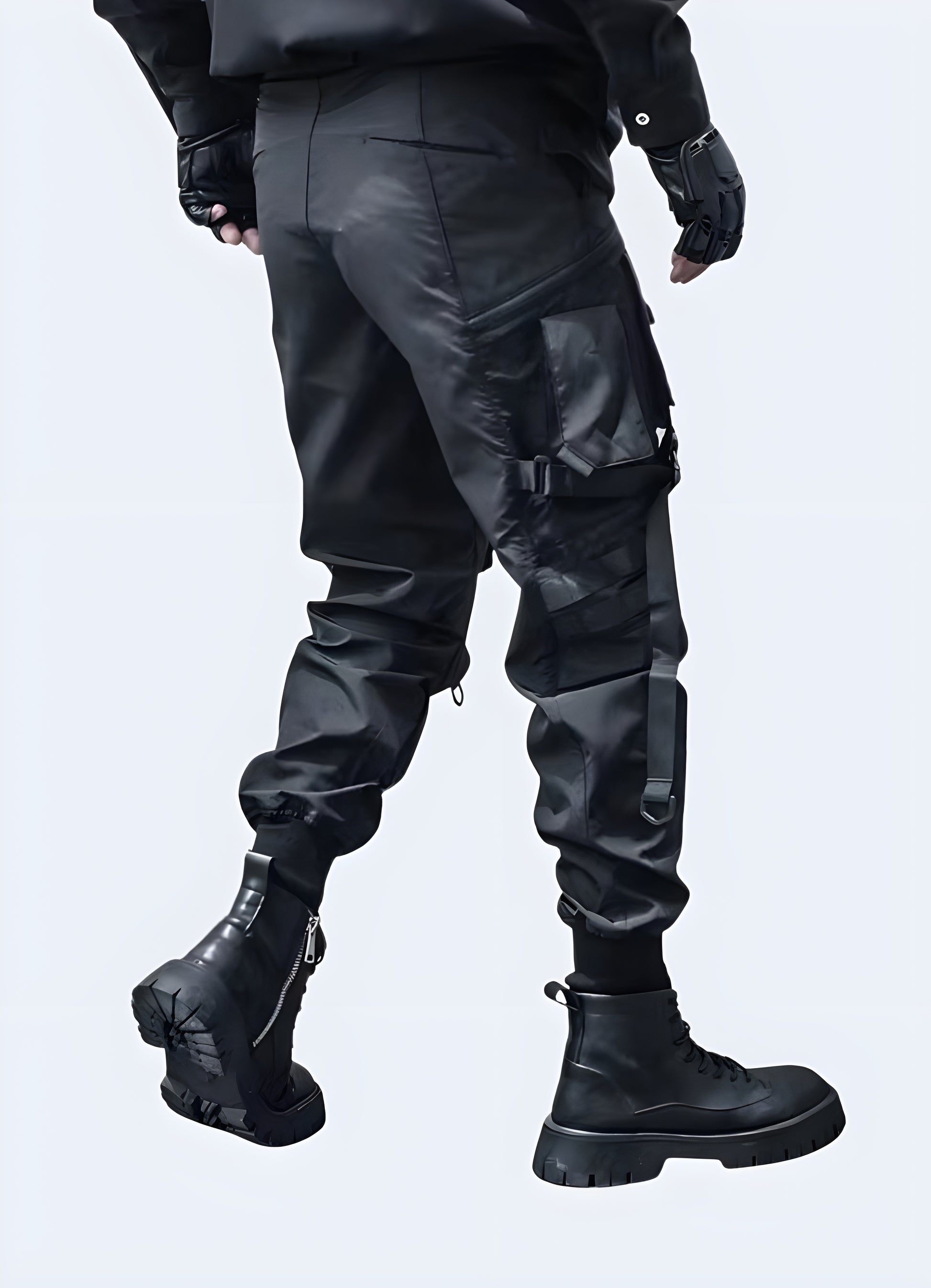 Futuristic pants, back view, sleek and modern design, available in Canada