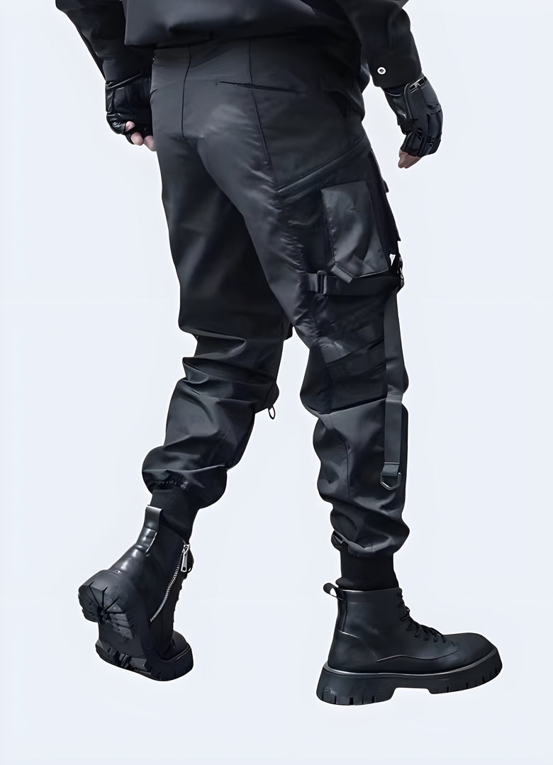 Futuristic pants, back view, sleek and modern design, available in Canada