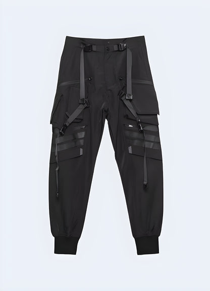 Cutting-edge futuristic pants, featuring innovative design and advanced materials, perfect for fashion-forward individuals seeking to make a bold statement in Canada's urban landscape.