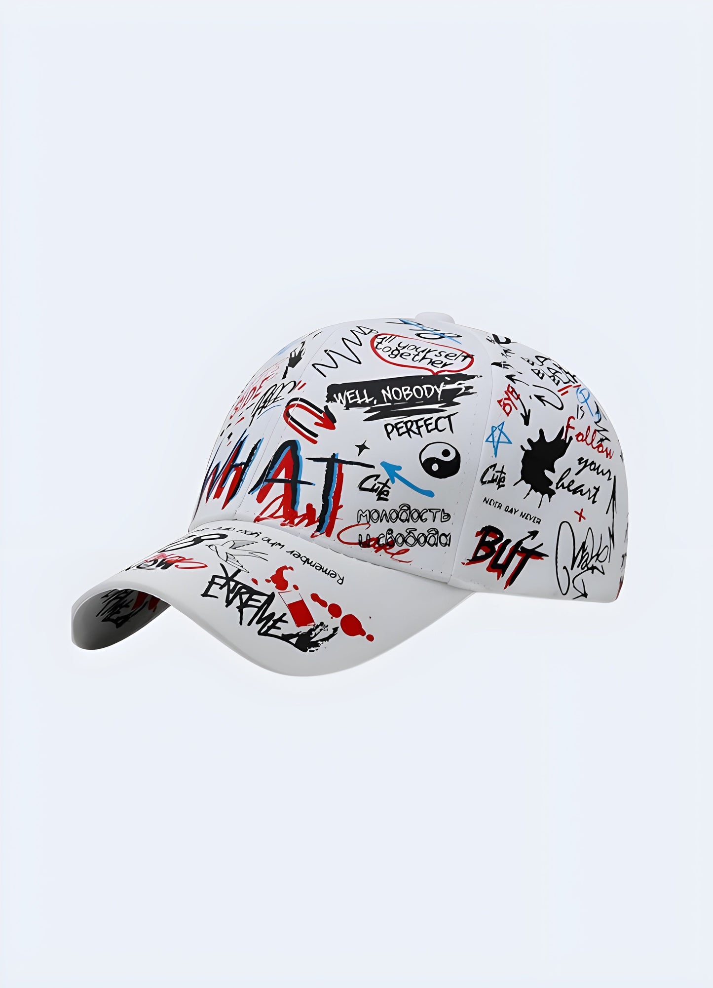 Immerse yourself in the world of graffiti with the hat's intricate, colorful print in Canada.