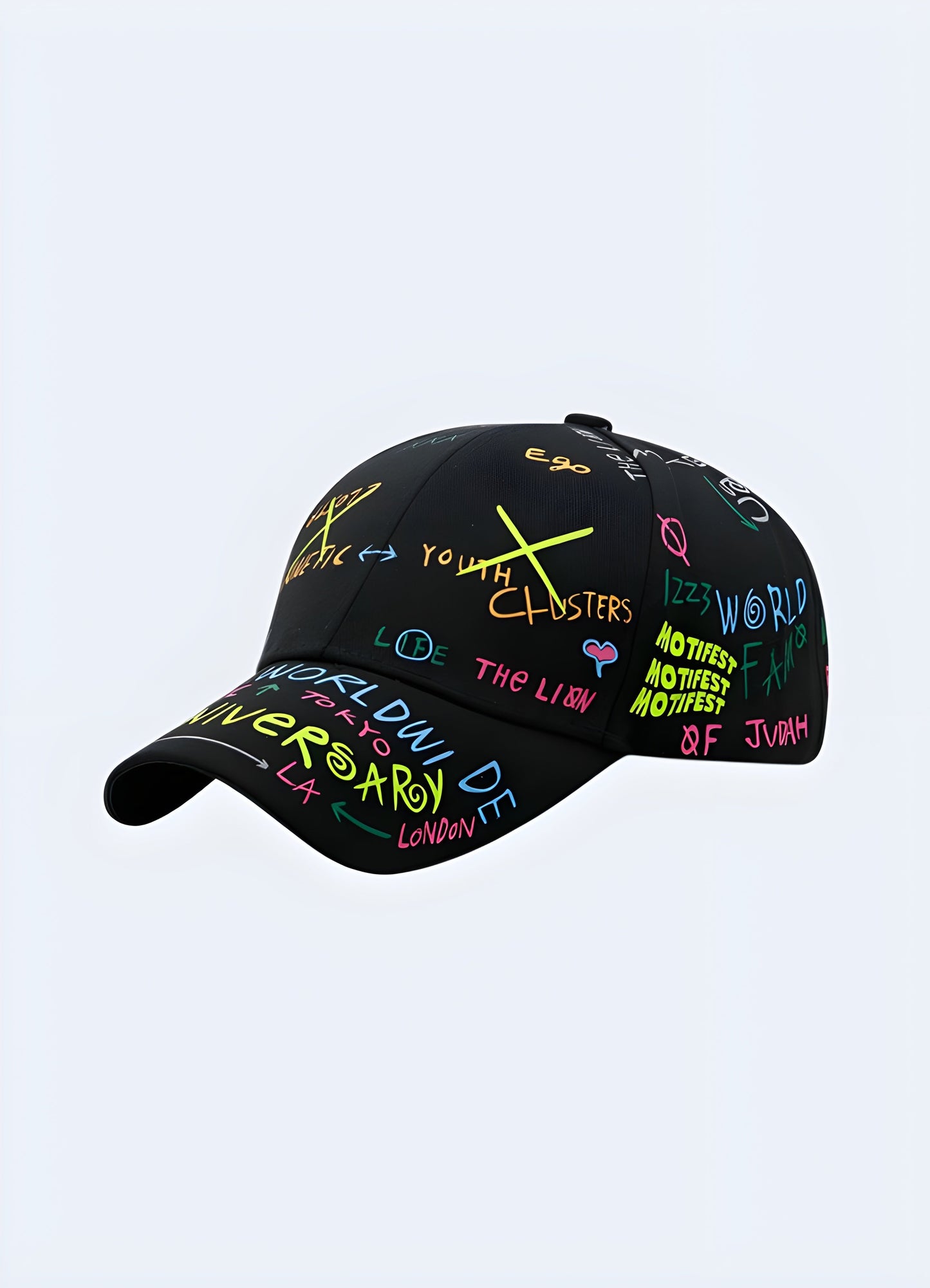 Embrace the urban vibe with the graffiti hat. It complements any outfit, adding a touch of artistic flair Canada.