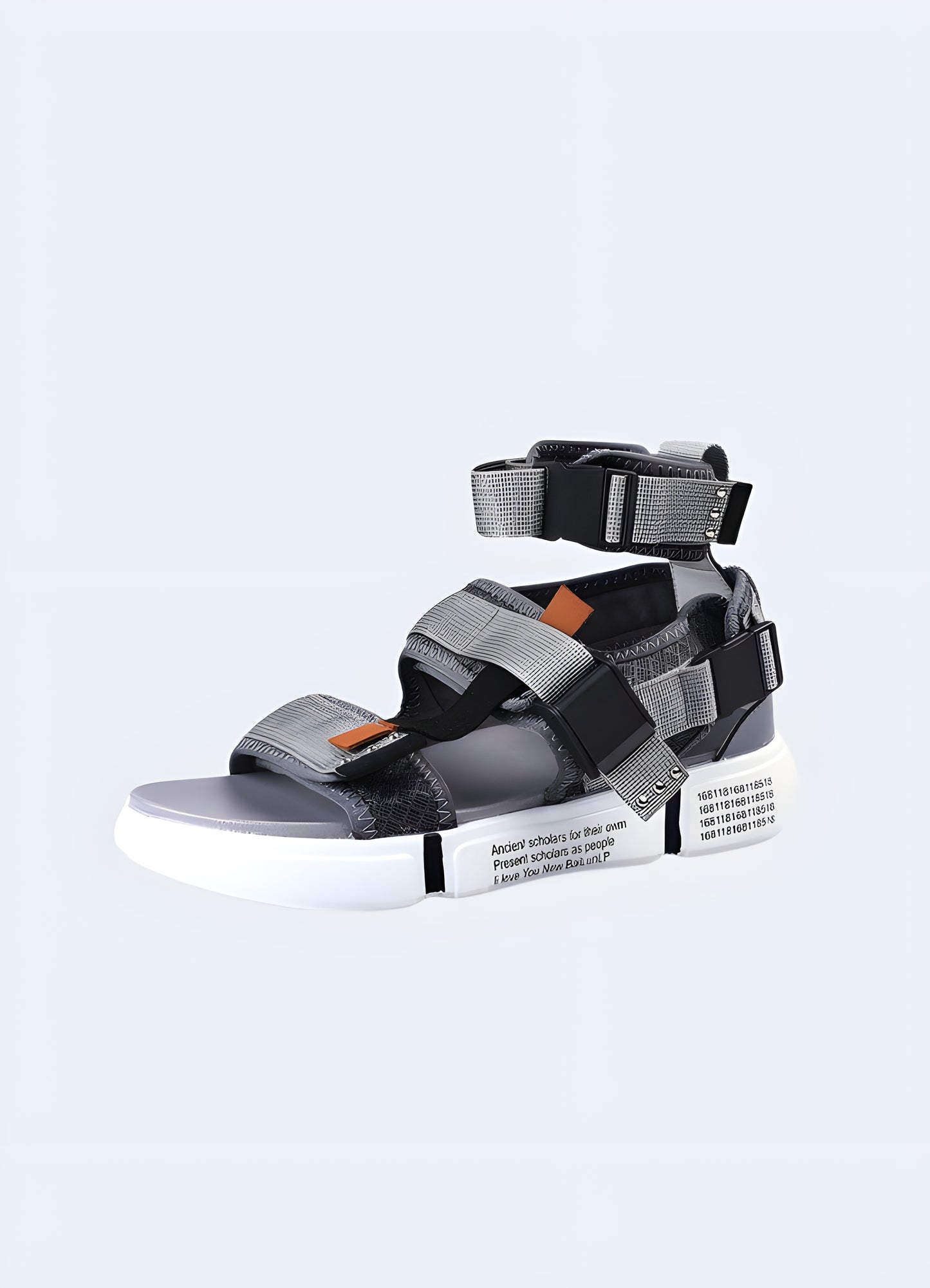  Grey ninja sandals available in Canada, offering a sleek and understated design for contemporary fashion.