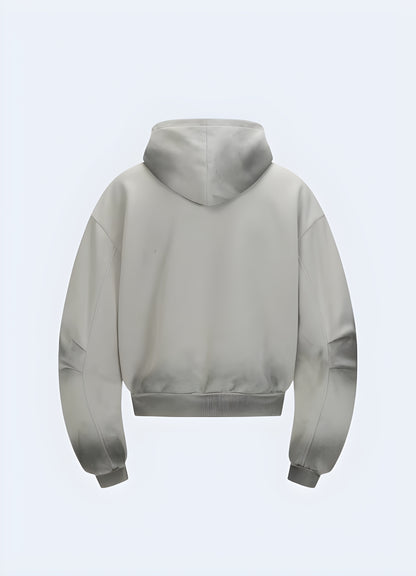 Casual grey tech fleece hoodie back view - Canada