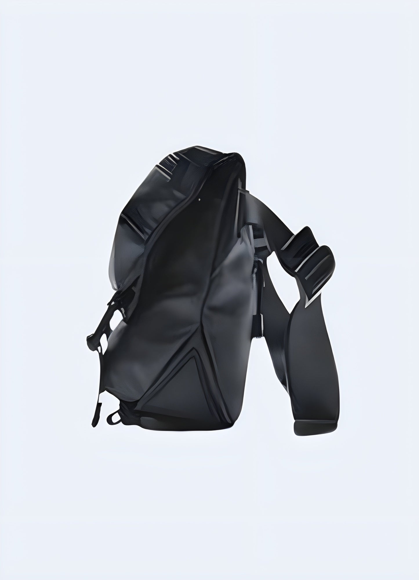 Side view of a Japanese techwear crossbody bag from the Canada, showcasing its sleek lines and functional compartments.