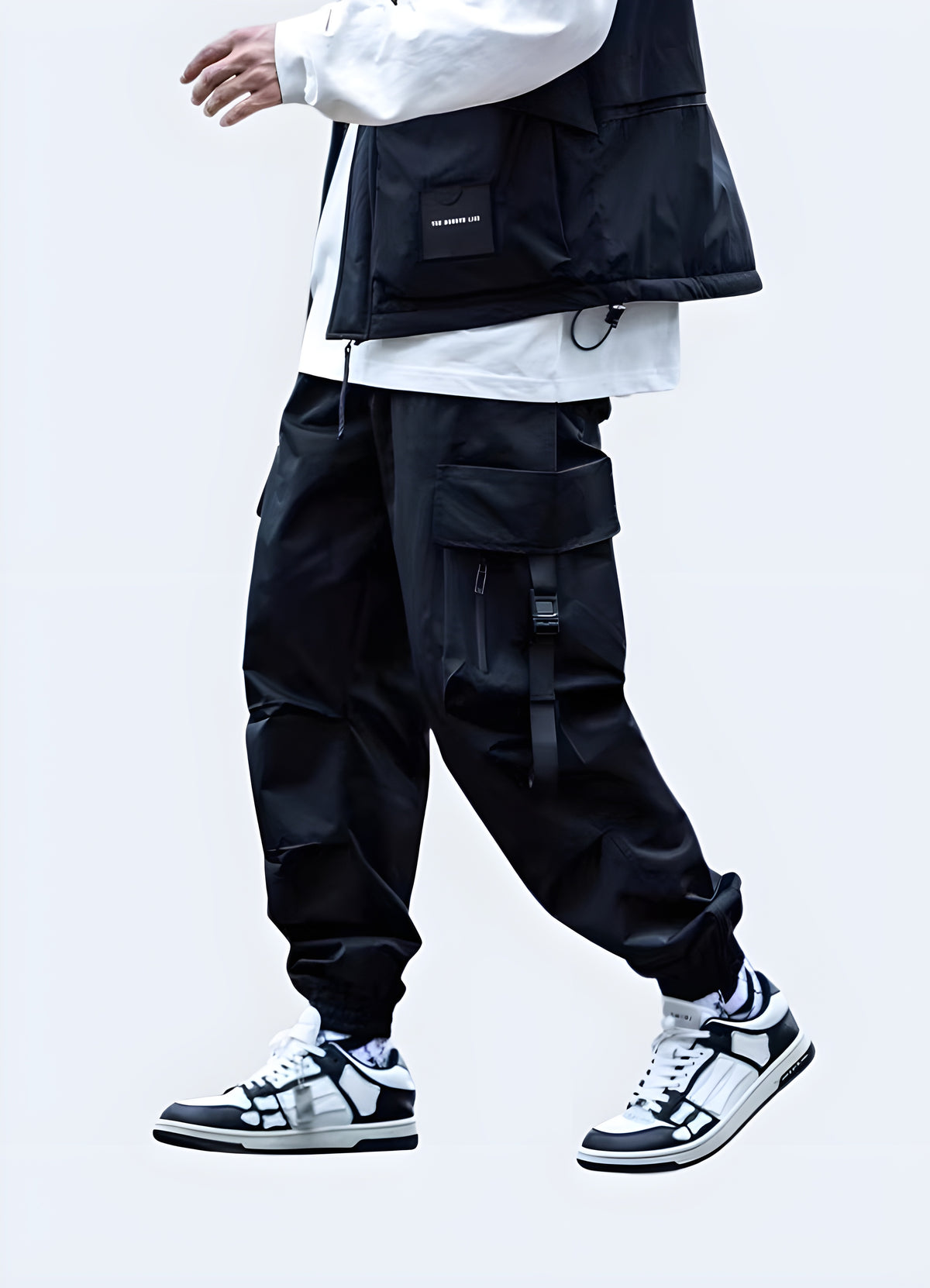Back view of the Japanese Techwear Pants showing the leg line and rear detailing