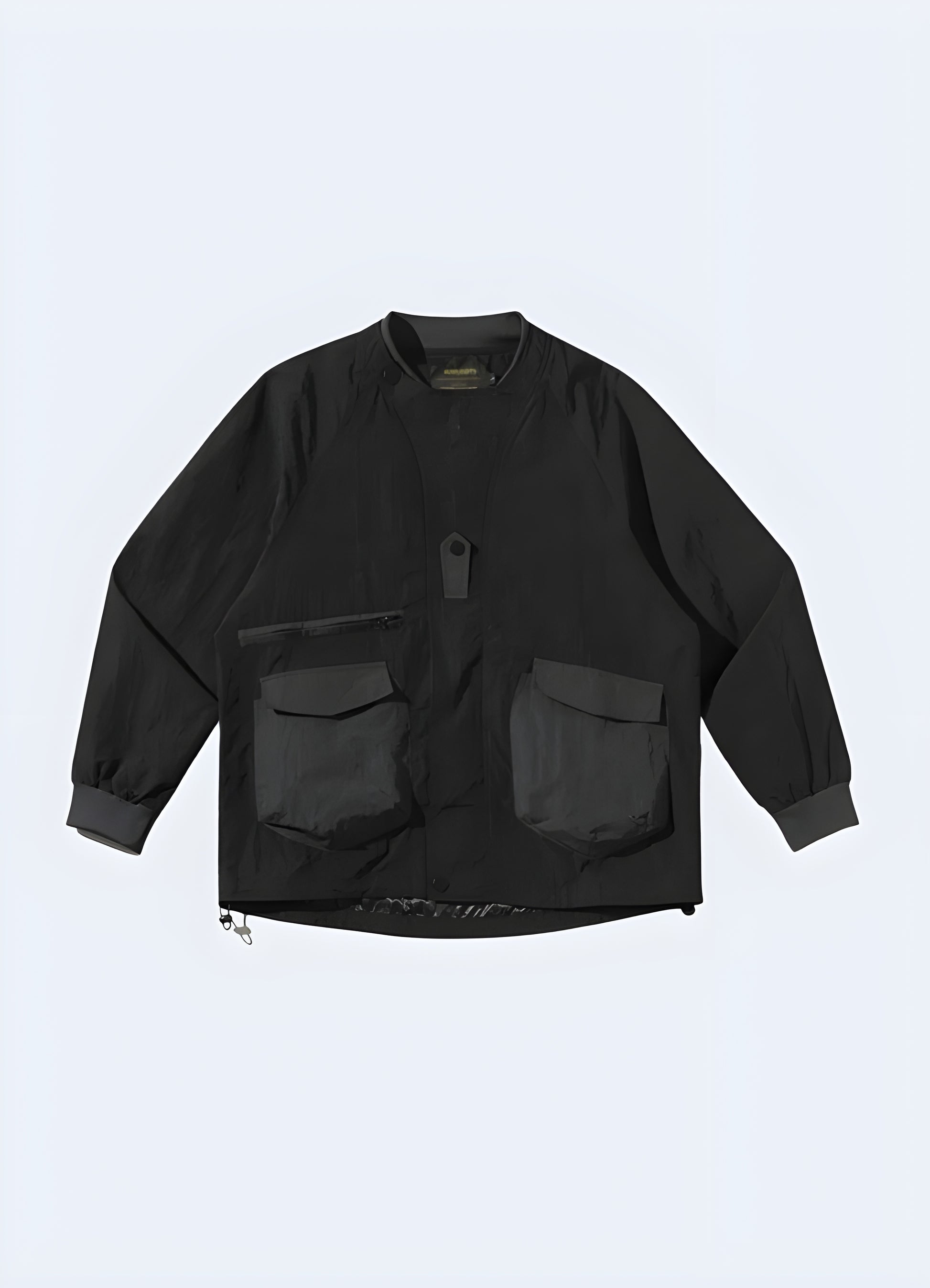 Japanese-style work coat with a unique, Eastern-inspired design and functional features, perfect for making a fashion statement while tackling everyday tasks and urban exploration in Canada.