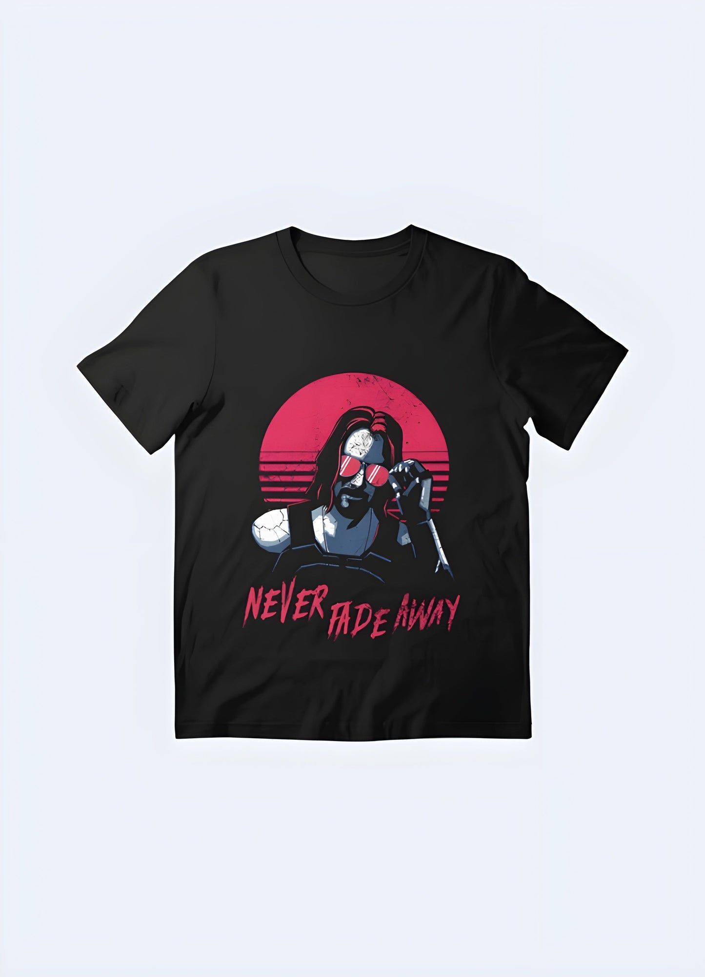 Iconic Johnny Silverhand t-shirt inspired by the popular video game Cyberpunk 2077, perfect for gaming enthusiasts and fans of the rebellious character in the canada.