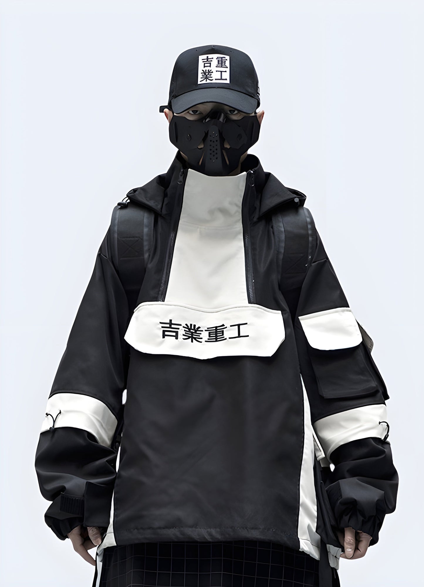 Kanji windbreaker with a unique, Japanese-inspired design and functional features, perfect for making a fashion statement while staying protected from the elements in Canada's urban landscapes.