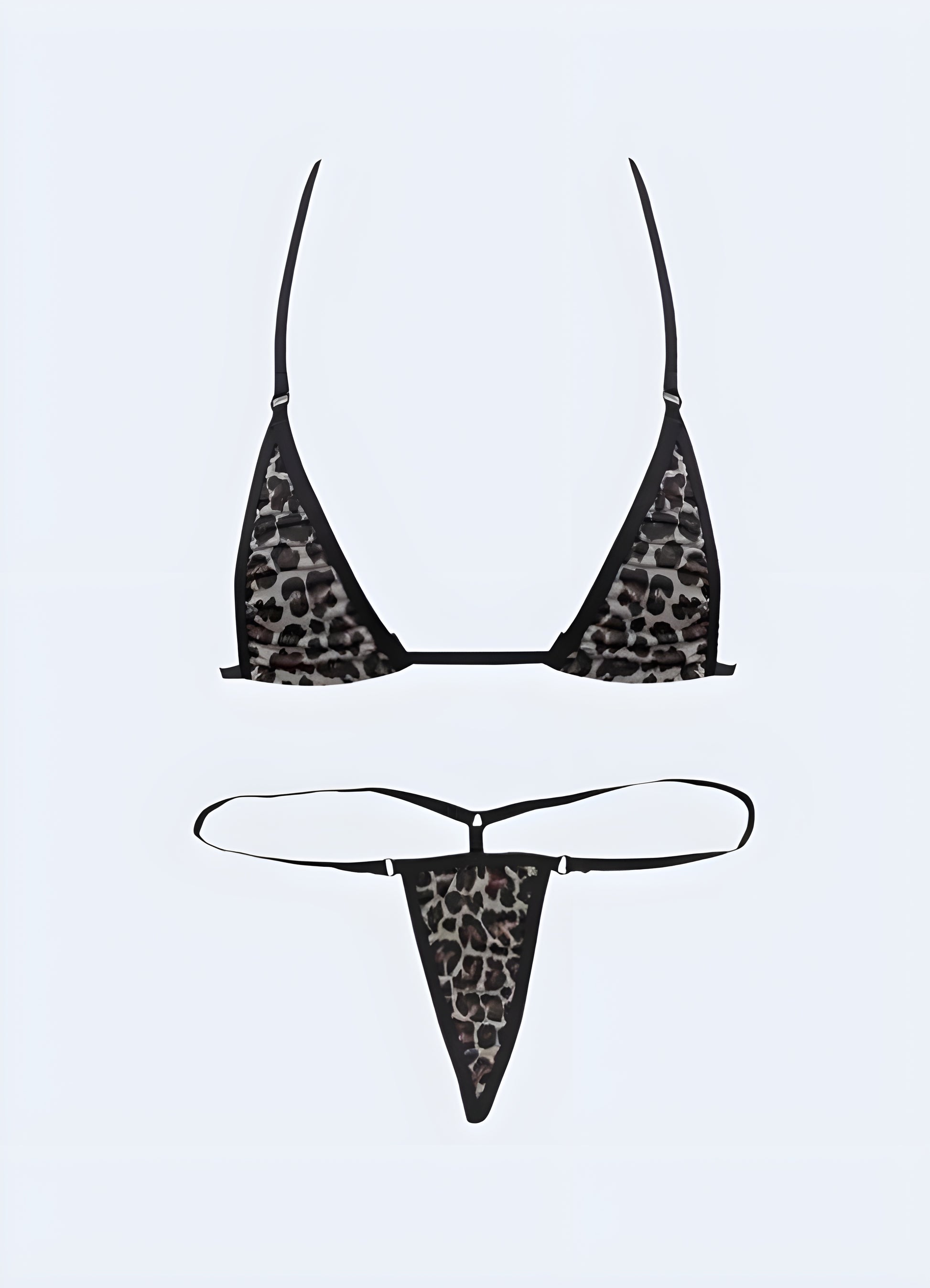 Leopard print micro bikini front view available in Canada, emphasizing its bold and trendy pattern.