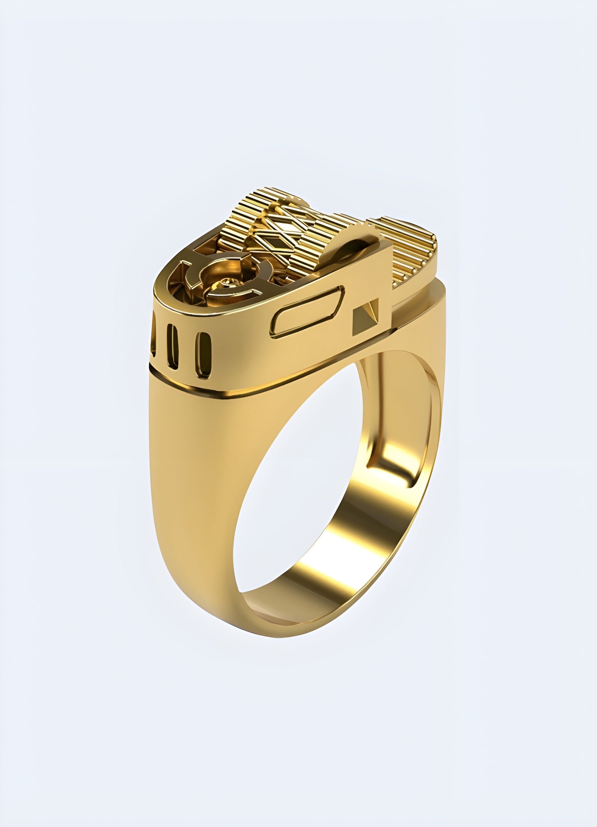 Gold lighter ring displayed from the front view, showcasing its elegant design and shiny surface Canada.