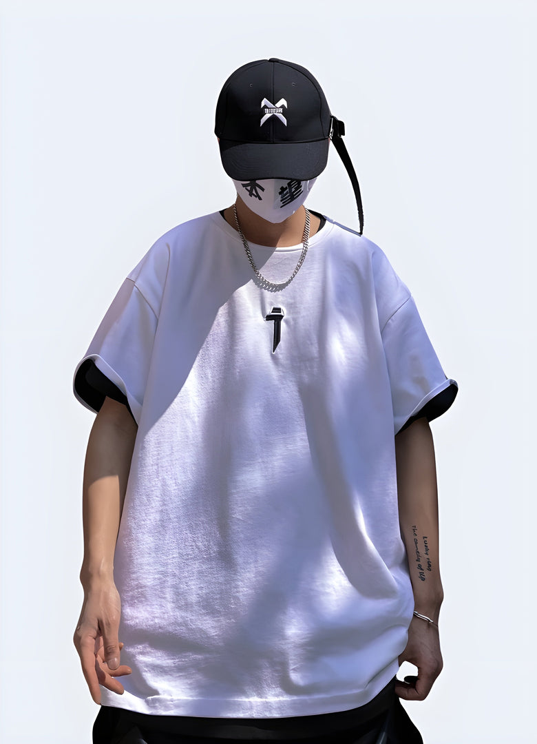 Front view of a man wearing a biohazard t-shirt, showcasing its unique and edgy graphics for those who appreciate a daring and unconventional style in the canada.