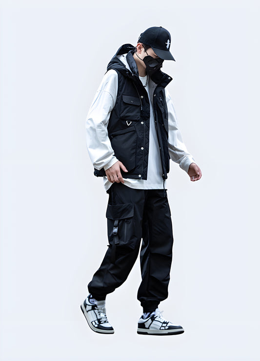 Authentic Japanese techwear pants, crafted for urban exploration and modern fashion enthusiasts in Canada. These pants combine cutting-edge design with practicality, offering both style and functionality for everyday adventures.