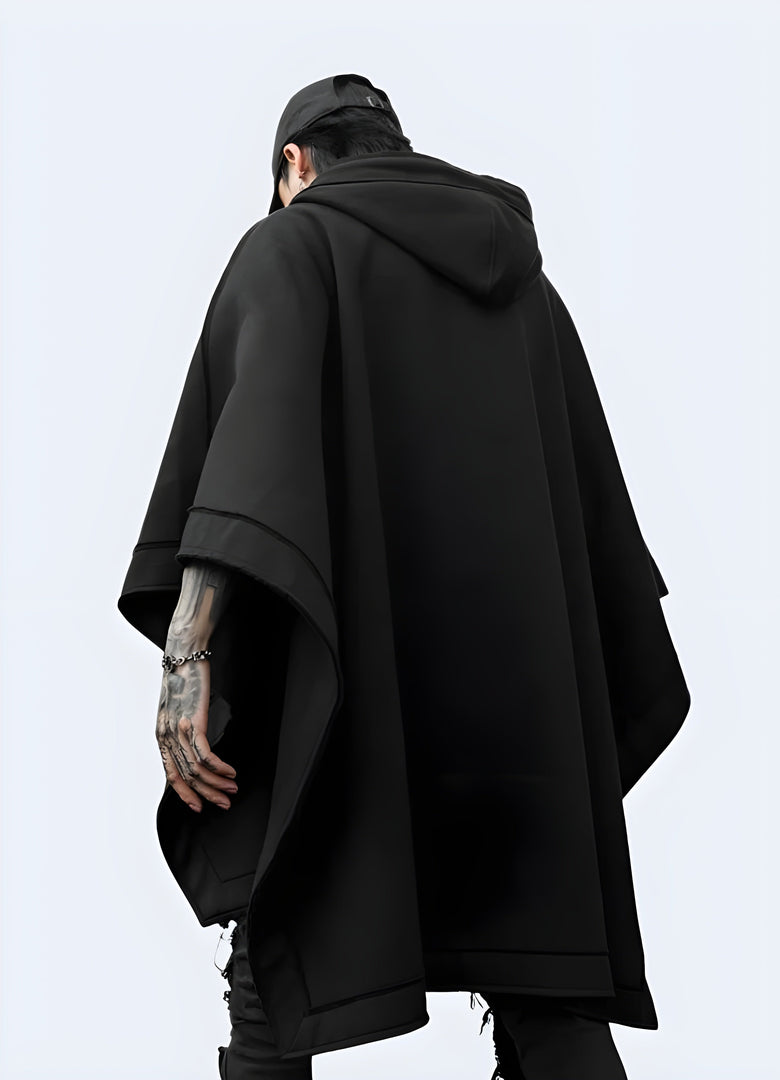 Back view of a man wearing a kimono hoodie, showcasing the unique hybrid design and comfortable fit, ideal for the Canada fashion enthusiast looking for a standout everyday piece.