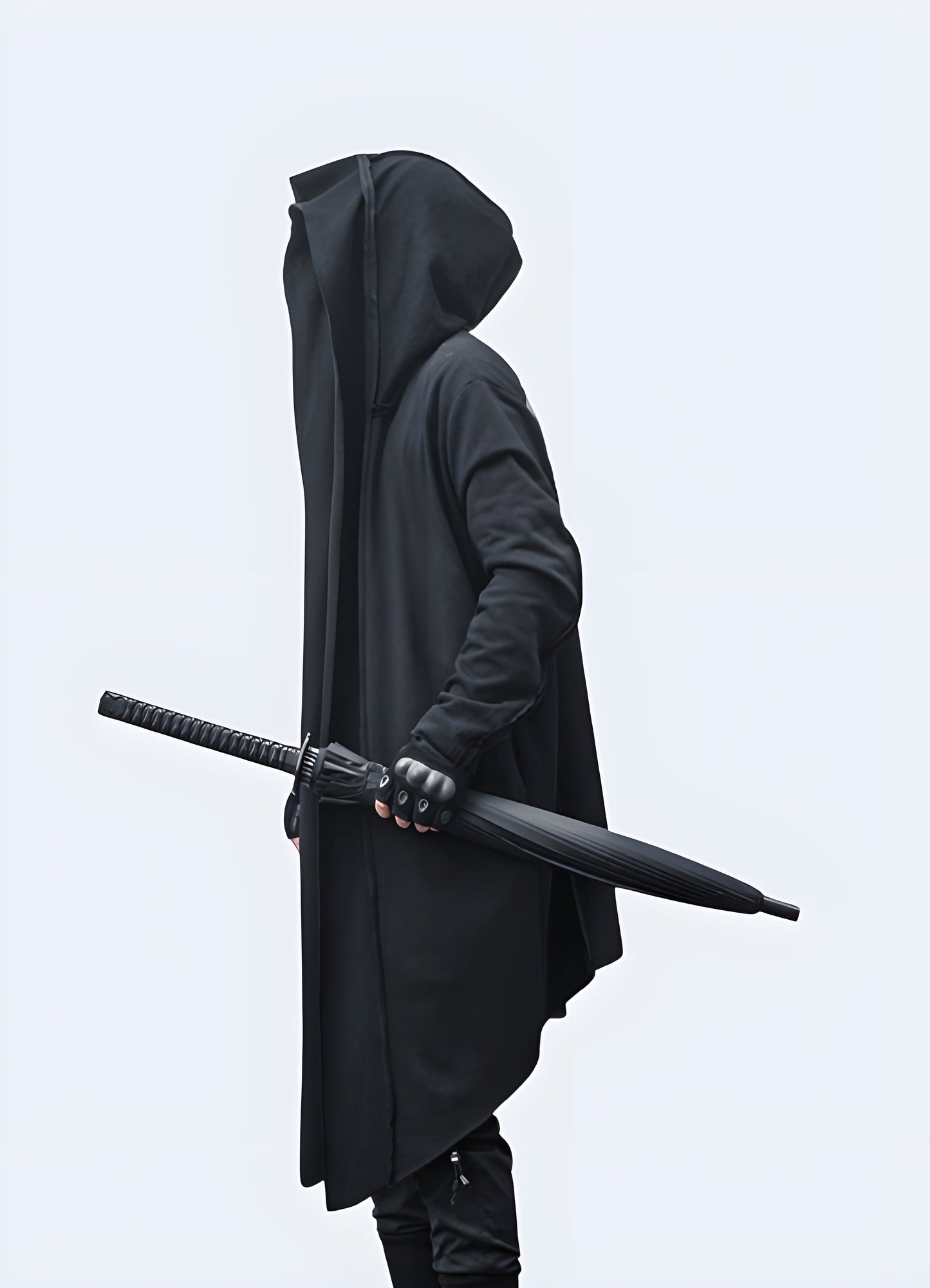 Its all-black silhouette, combined with its flawless craftsmanship streetwear cloak.