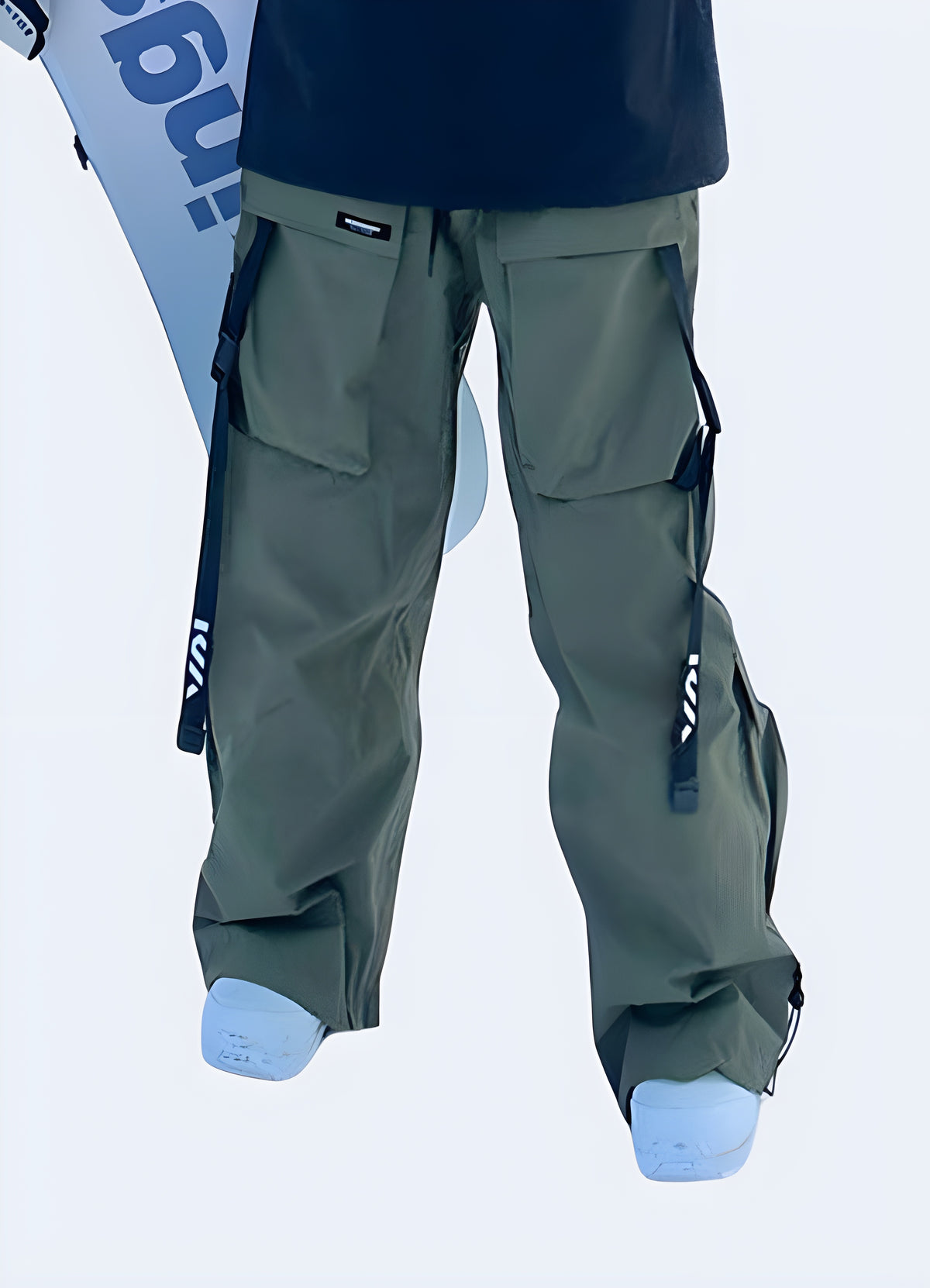 Back view of the Techwear Ski Pants showing the seat panels and hem line