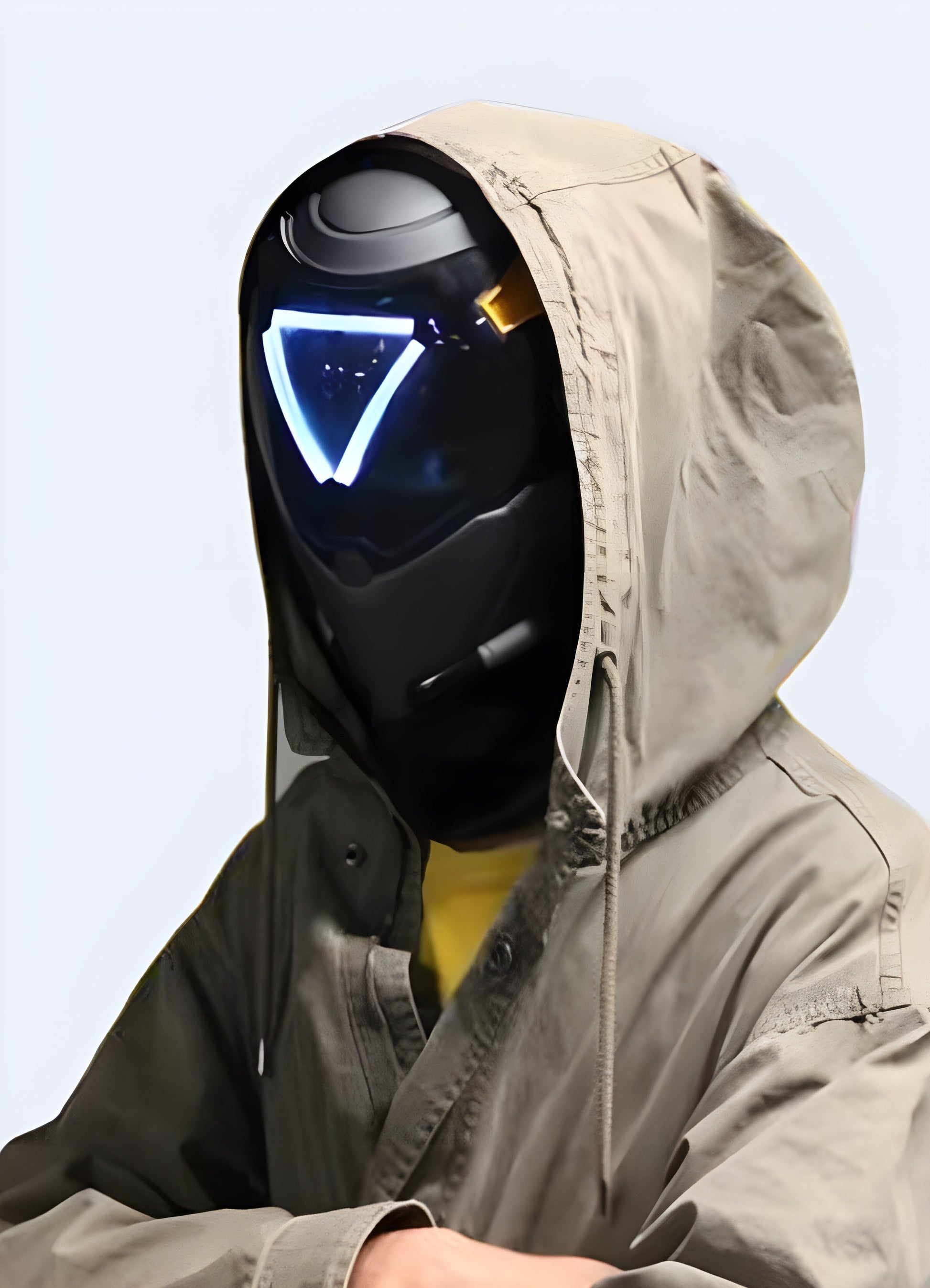 A man wearing the cyberpunk techwear mask in a side view, highlighting its fit and style, available in Canada.