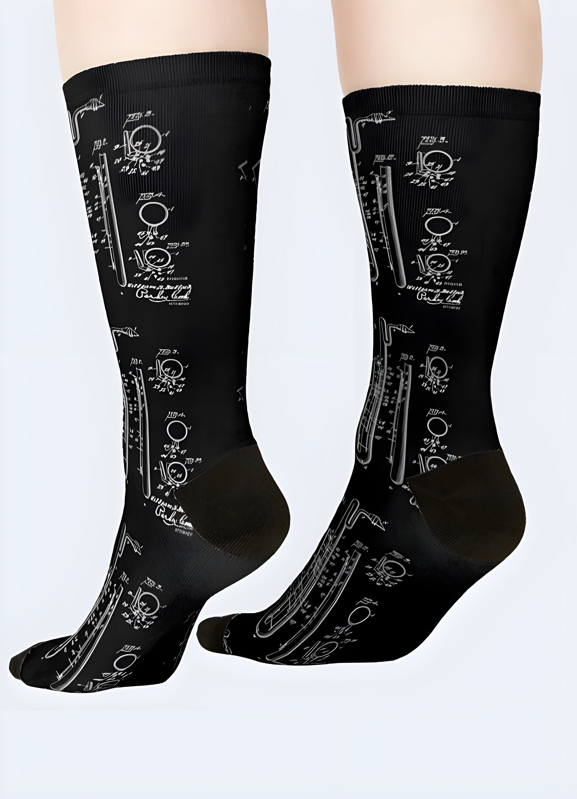 Back and side view of men wearing robotics socks, showcasing the intricate circuitry patterns and innovative style that appeals to Canada consumers passionate about technology.