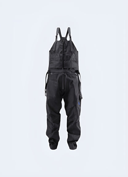 Men's techwear overalls, front view, showcasing modern design and features, available in Canada.