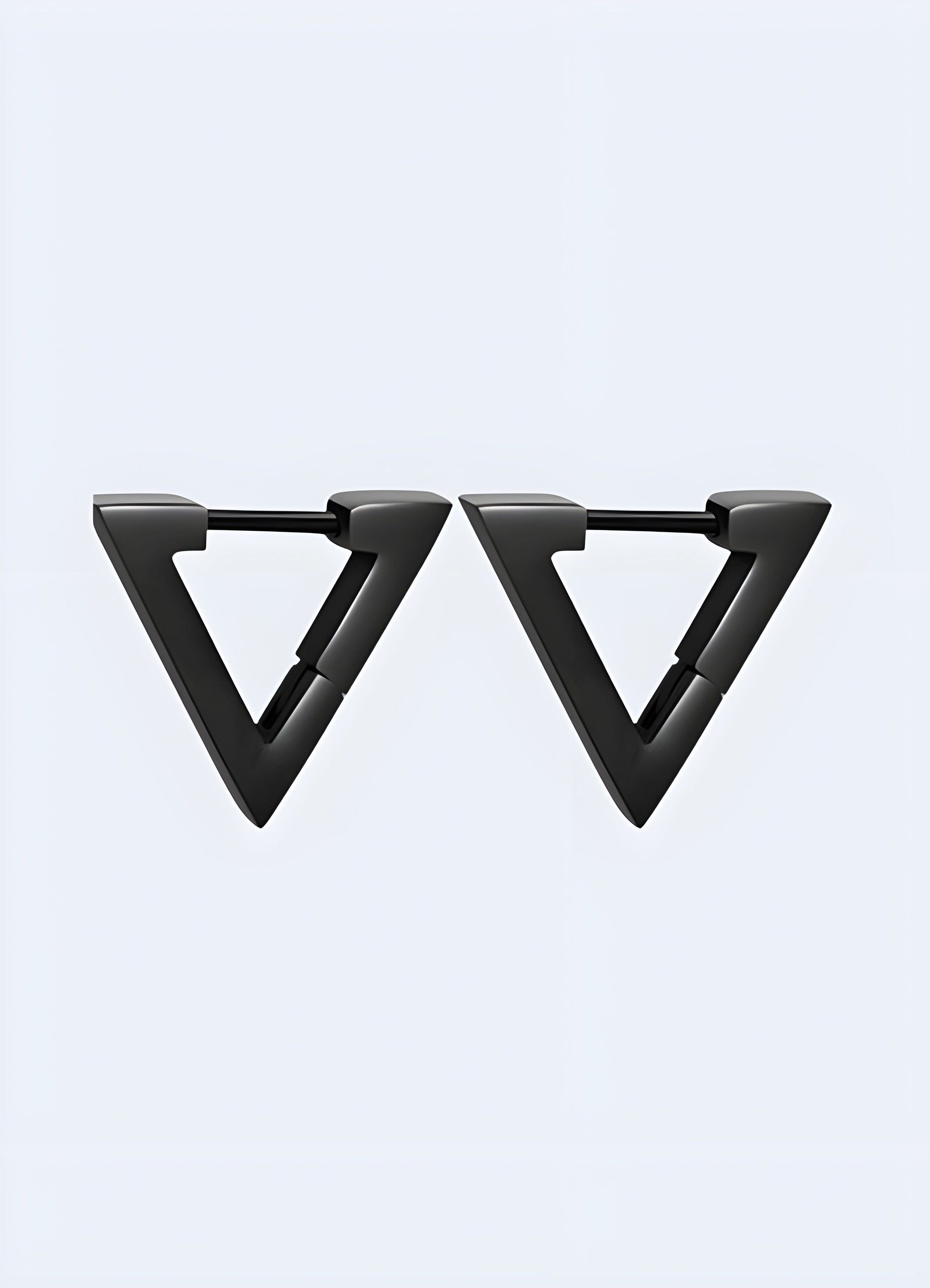 Front view of minimalist techwear earrings from the Canada, showcasing sleek and futuristic design.