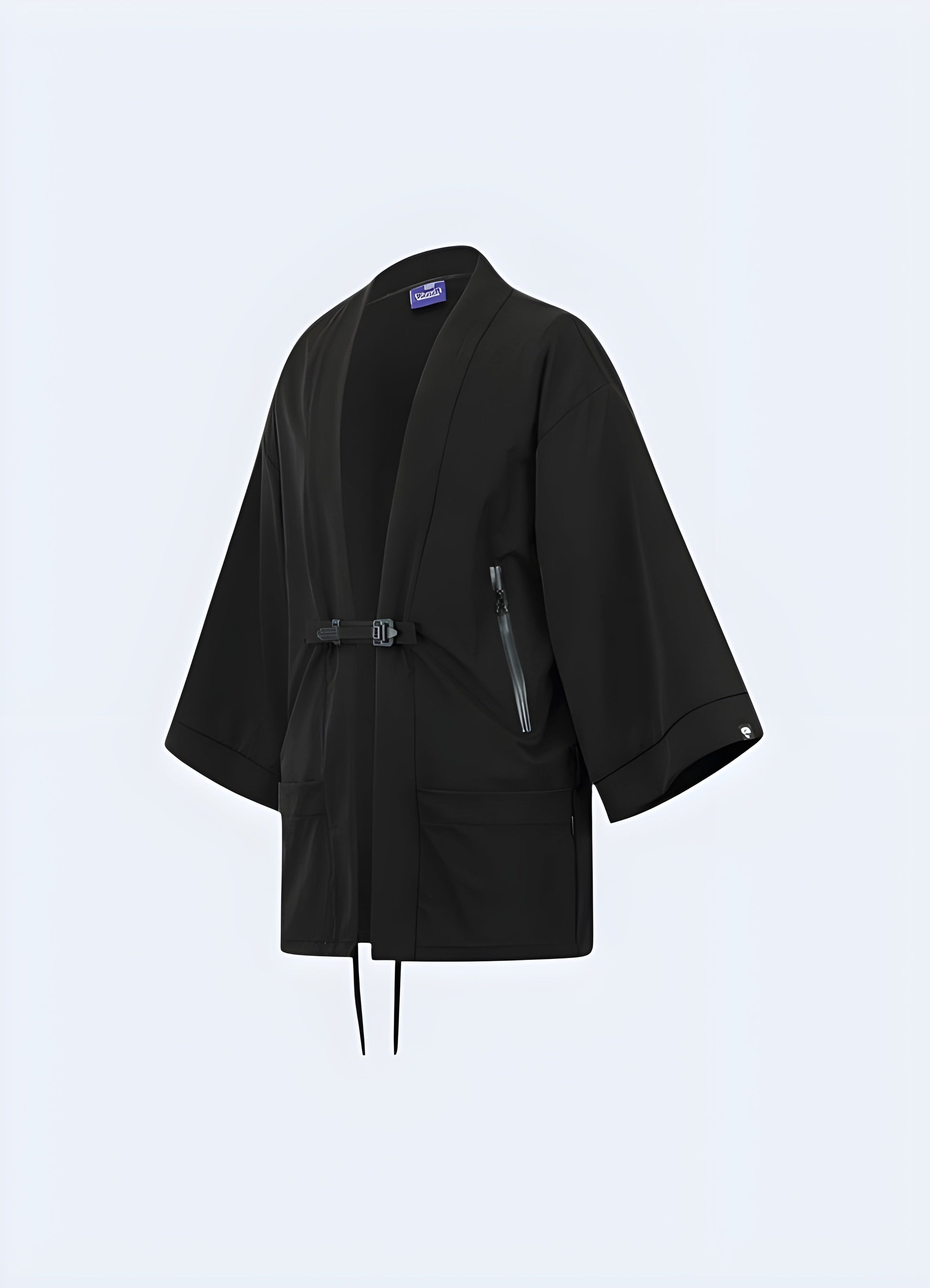 Front view of a ninja kimono, highlighting the traditional design elements and modern materials, suitable for the Canada urban fashion enthusiast seeking a unique and eye-catching piece.
