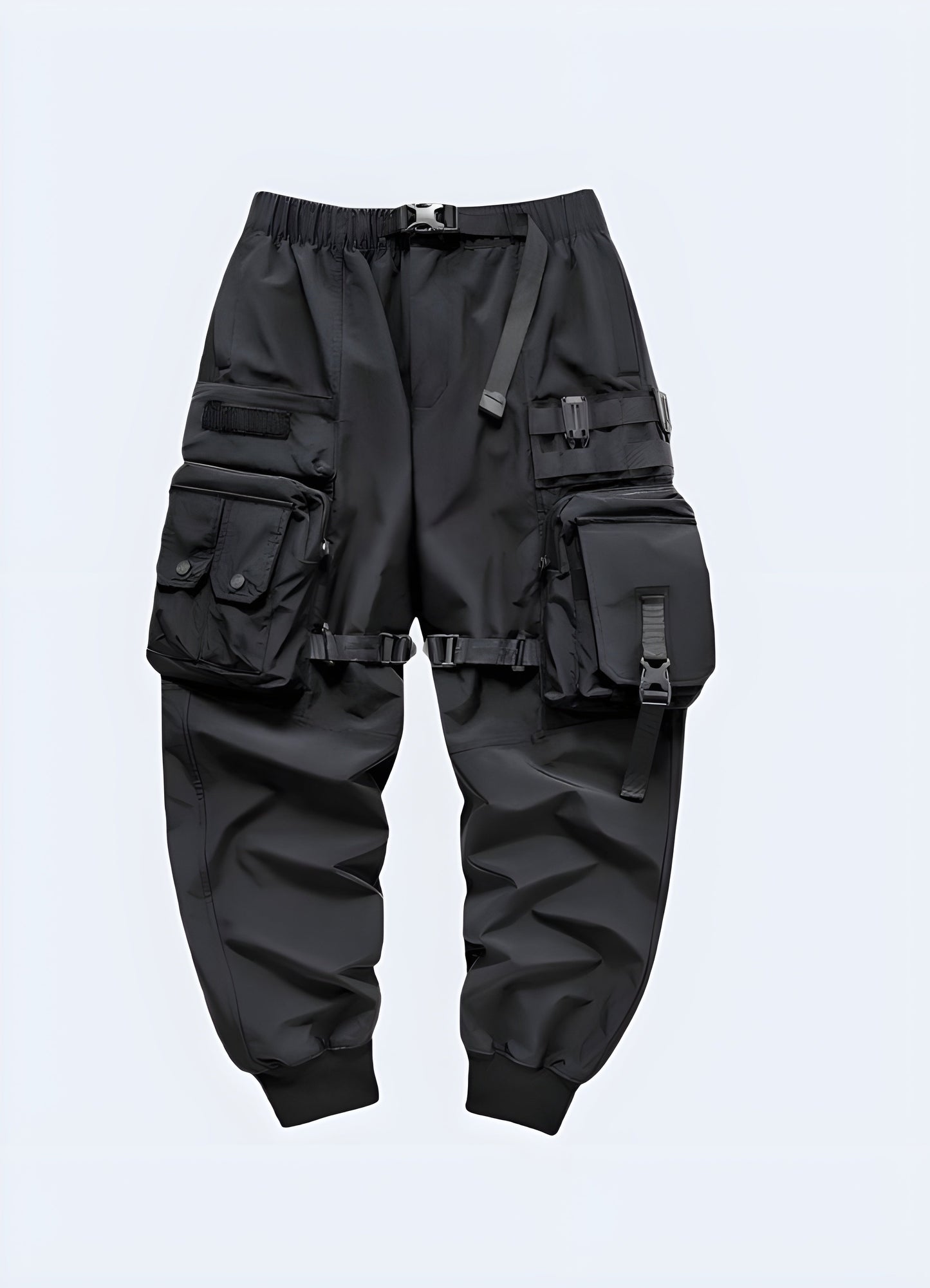 Front view of rugged outdoor technical pants showcasing articulated knees, reinforced panels, and a comfortable fit, ideal for tackling any outdoor challenge in Canad.