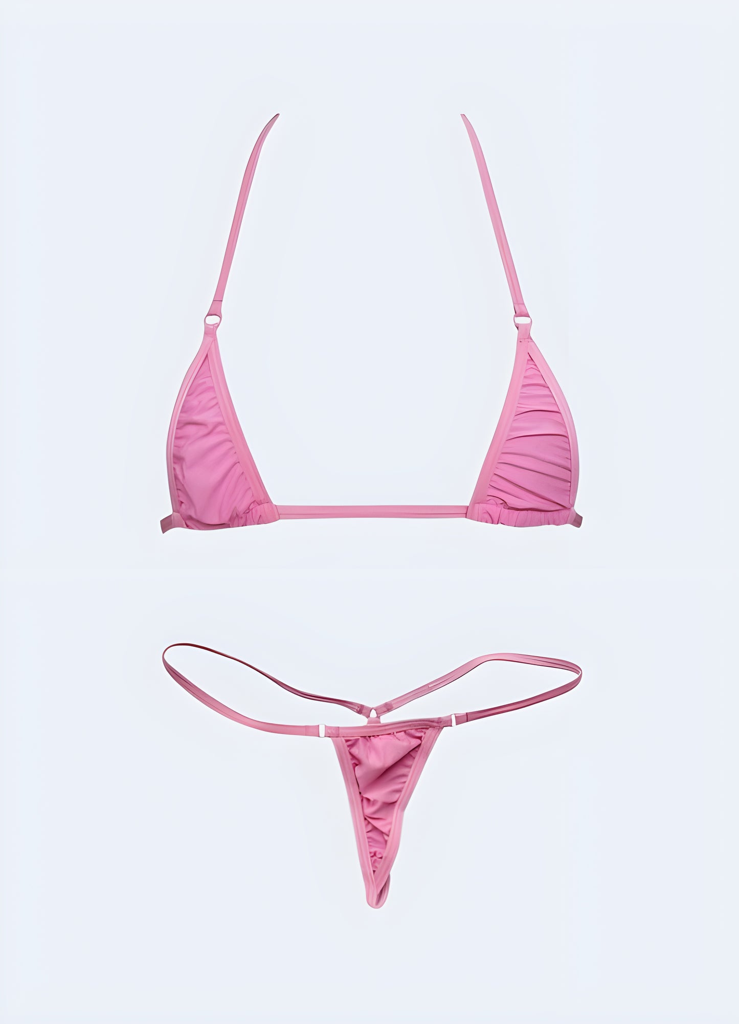 Pink micro bikini front view available in Canada, displaying its bright and playful design.