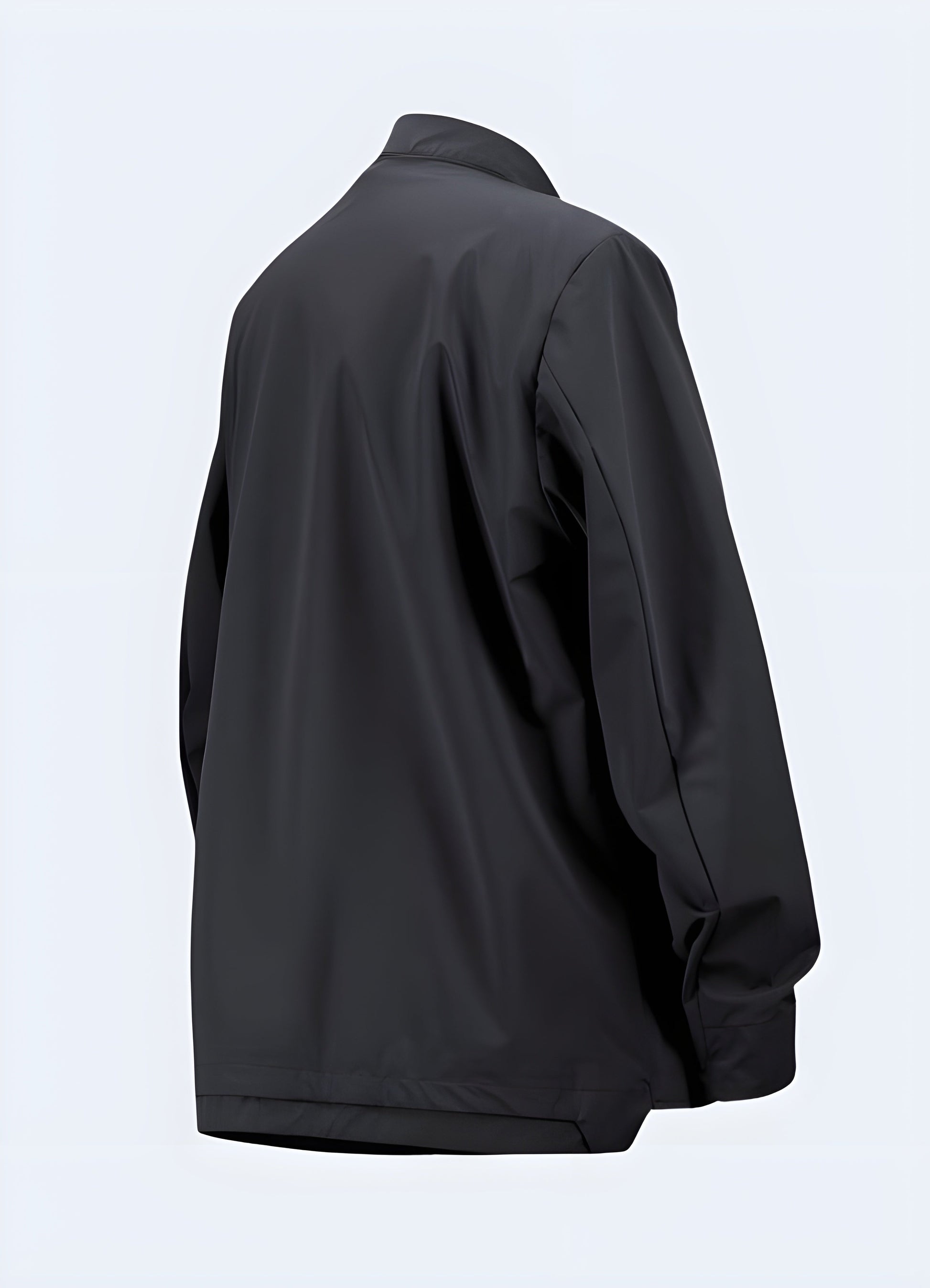 Back view of the Reindee Lusion jacket highlighting its unique silhouette, adjustable features, and durable construction, ideal for navigating Canada's urban landscapes while maintaining a modern, fashion-forward appearance.