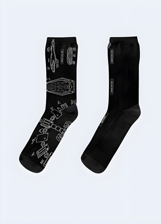 Robotics-inspired socks featuring advanced designs and technology-themed patterns, perfect for engineering enthusiasts and tech-savvy individuals in the Canada.