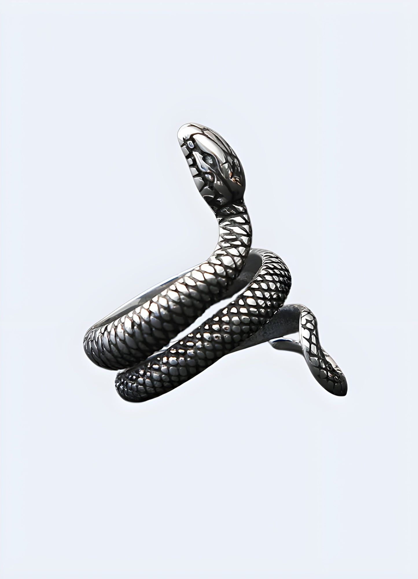 A brushed silver snake ring with a clean and contemporary design, perfect for everyday wear Canada.