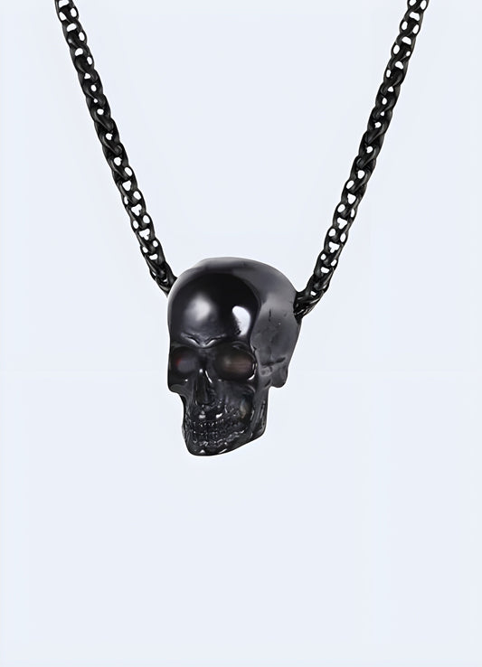 Creepy spinal cord pendant stainless steel metal skeleton necklace black Canada.