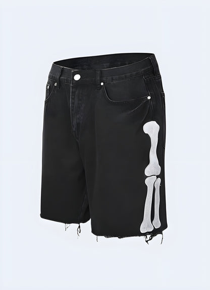 Trendy skeleton shorts for man, perfect for making a bold statement in the alternative fashion scene Canada.