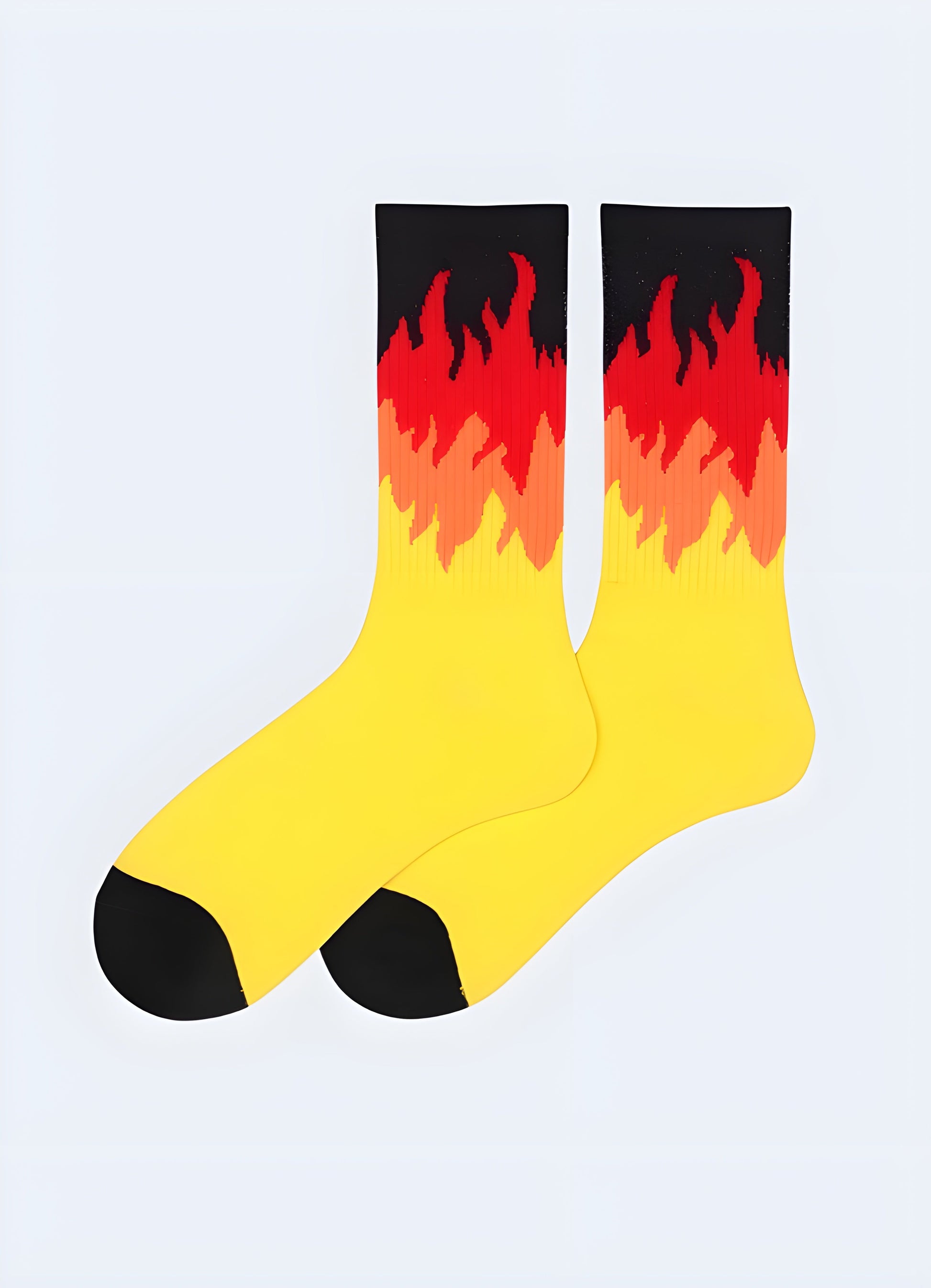 Socks with bold flame designs, perfect for adding a fiery and edgy touch to your Canada streetwear style.