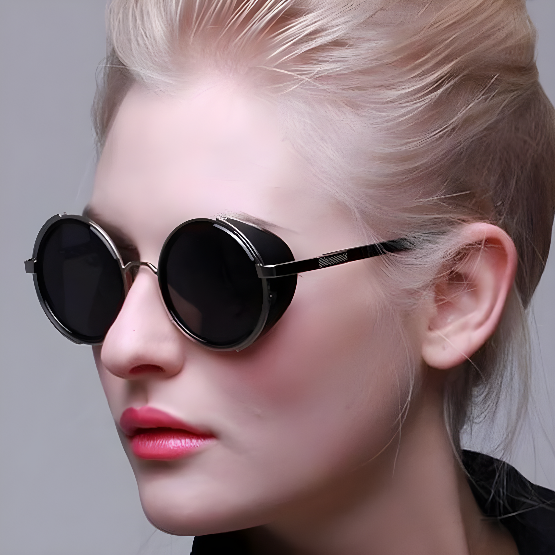 Steampunk techwear sunglasses in black, combining vintage style with modern aesthetics, available in the Canada.