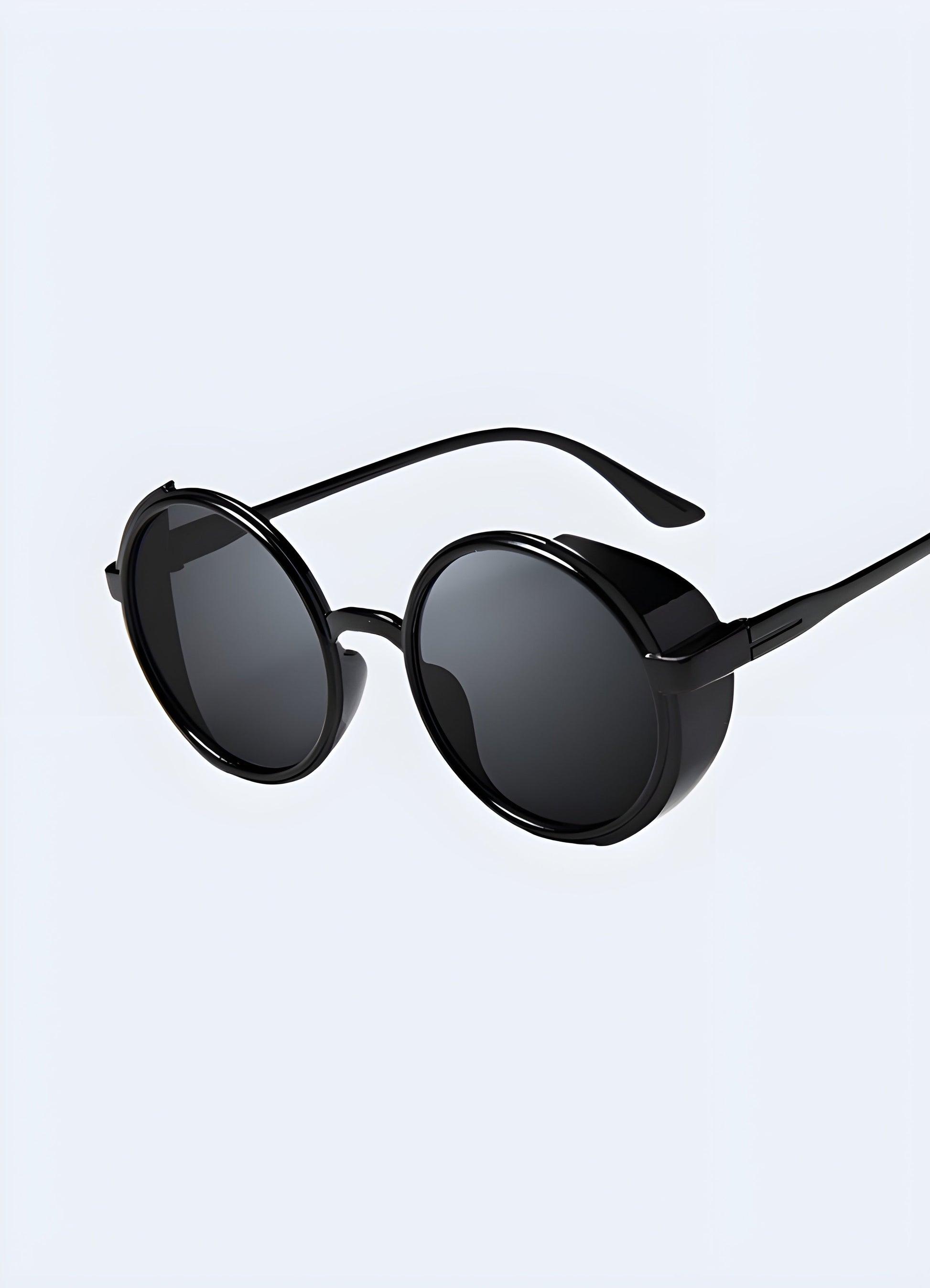 Steampunk techwear sunglasses in black, combining vintage style with modern aesthetics, available in the Canada.