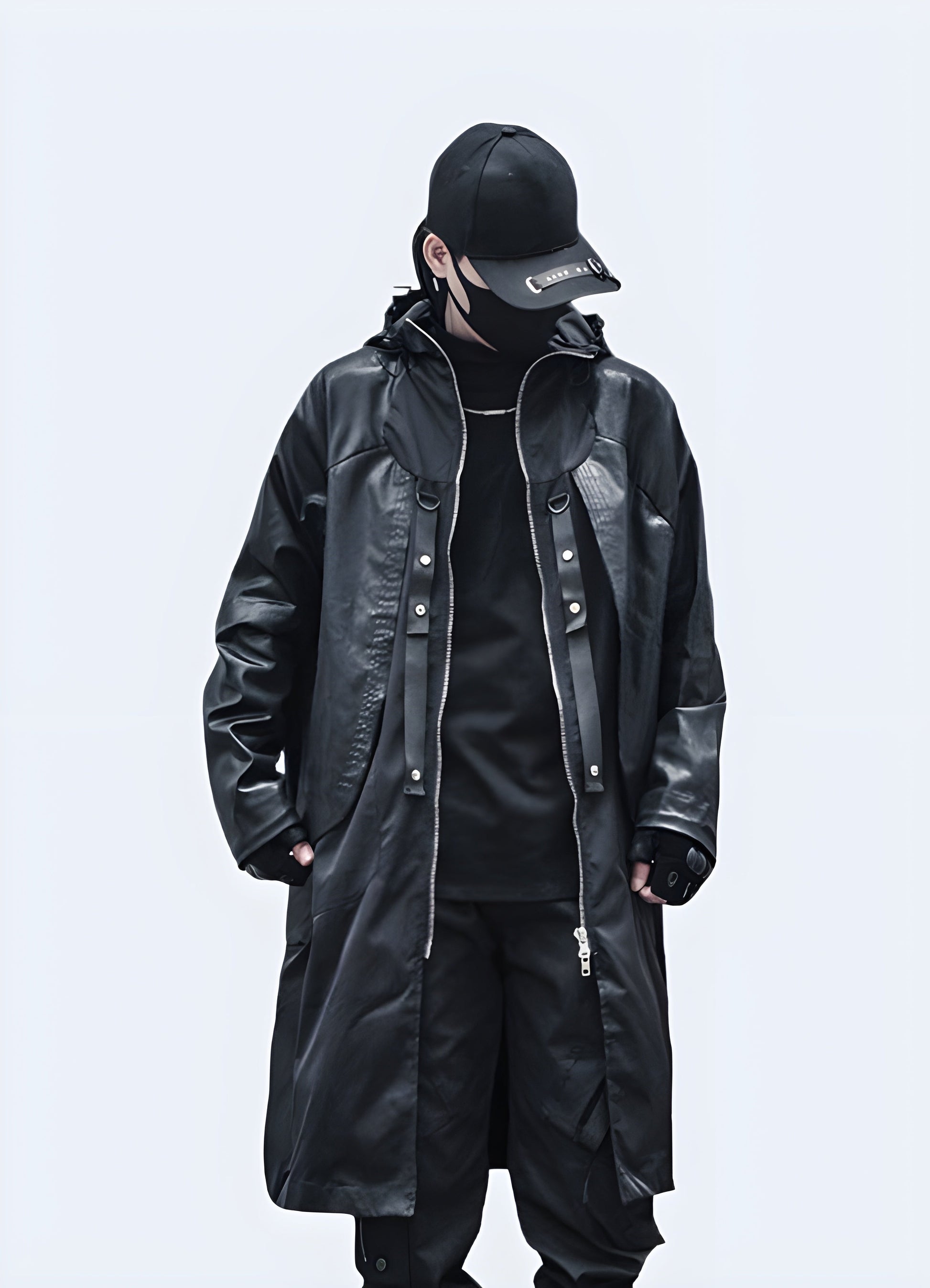 Street wear trench coat with a bold, urban design and functional features, crafted for making a fashion statement while navigating Canada's city streets in style and comfort.